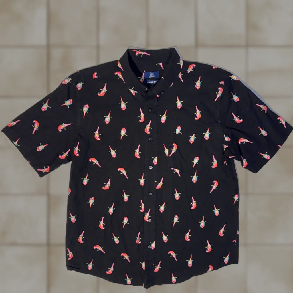 George George Hawaiian Button-Up Shirt - Men’s L Multicolor Short Sleeve Cotton Knit Logo Embroidered Collared Classic AOP Beach Summer Shirt Size US L / EU 52-54 / 3 - 1 Thumbnail