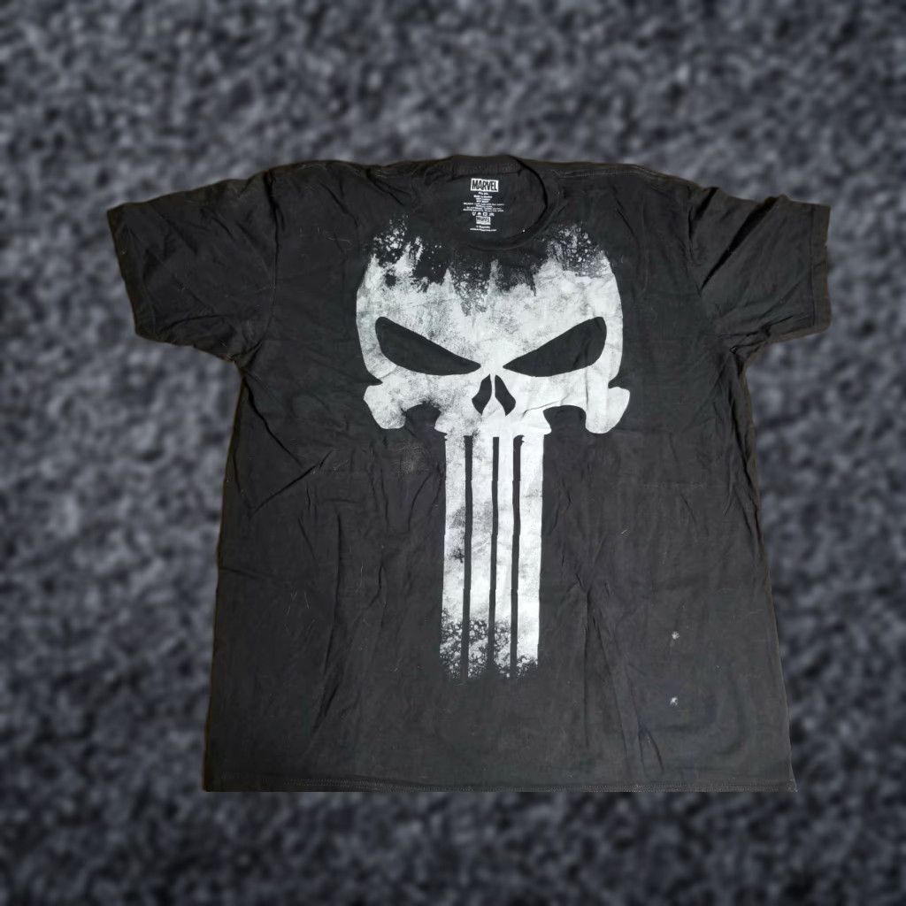 Vintage Marvel Comics The Punisher Big Skull Logo Distressed T-Shirt Mens 2XL Black Graphic Tee Size US XXL / EU 58 / 5 - 1 Thumbnail