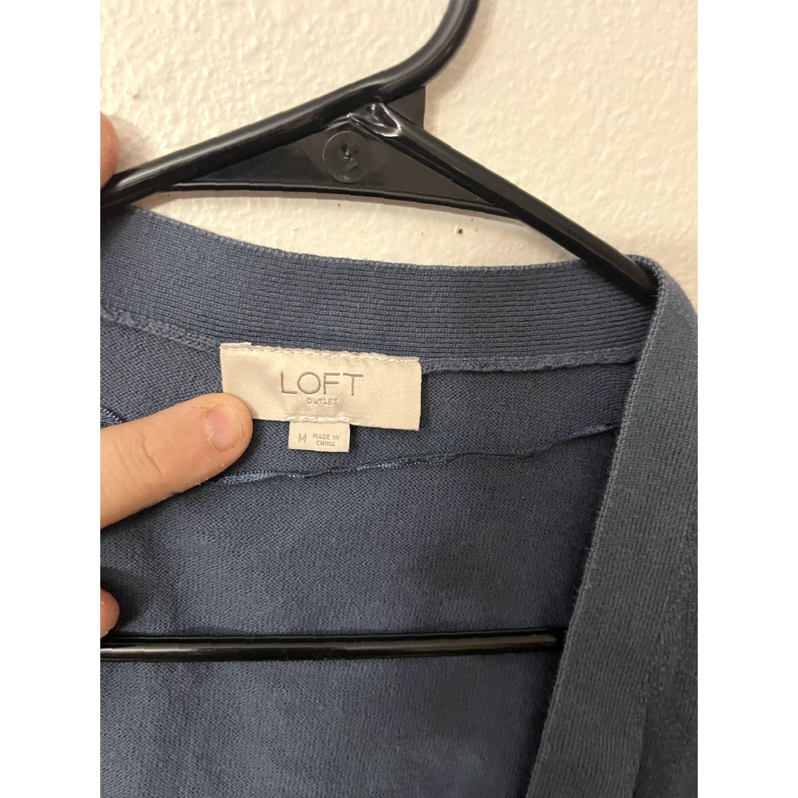 Ann Taylor VINTAGE LOFT CardiganOPEN FRONT Long Sleeves Blue Medium Womens Sweater Cardigan Cotton Blend Knit Open Front Sizes M Size M / US 6-8 / IT 42-44 - 3 Thumbnail