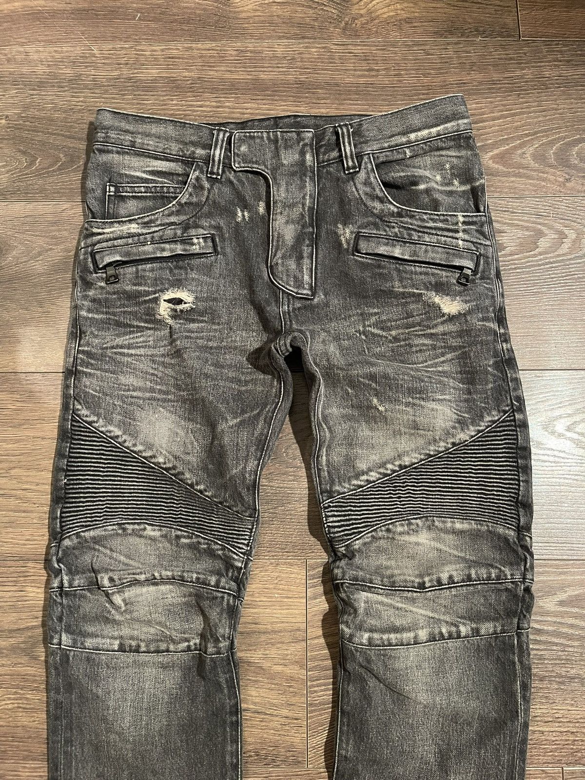 Balmain Balmain Homme 2012 Stonewash Selvedge Denim Biker Jeans Size US 30 / EU 46 - 2 Thumbnail