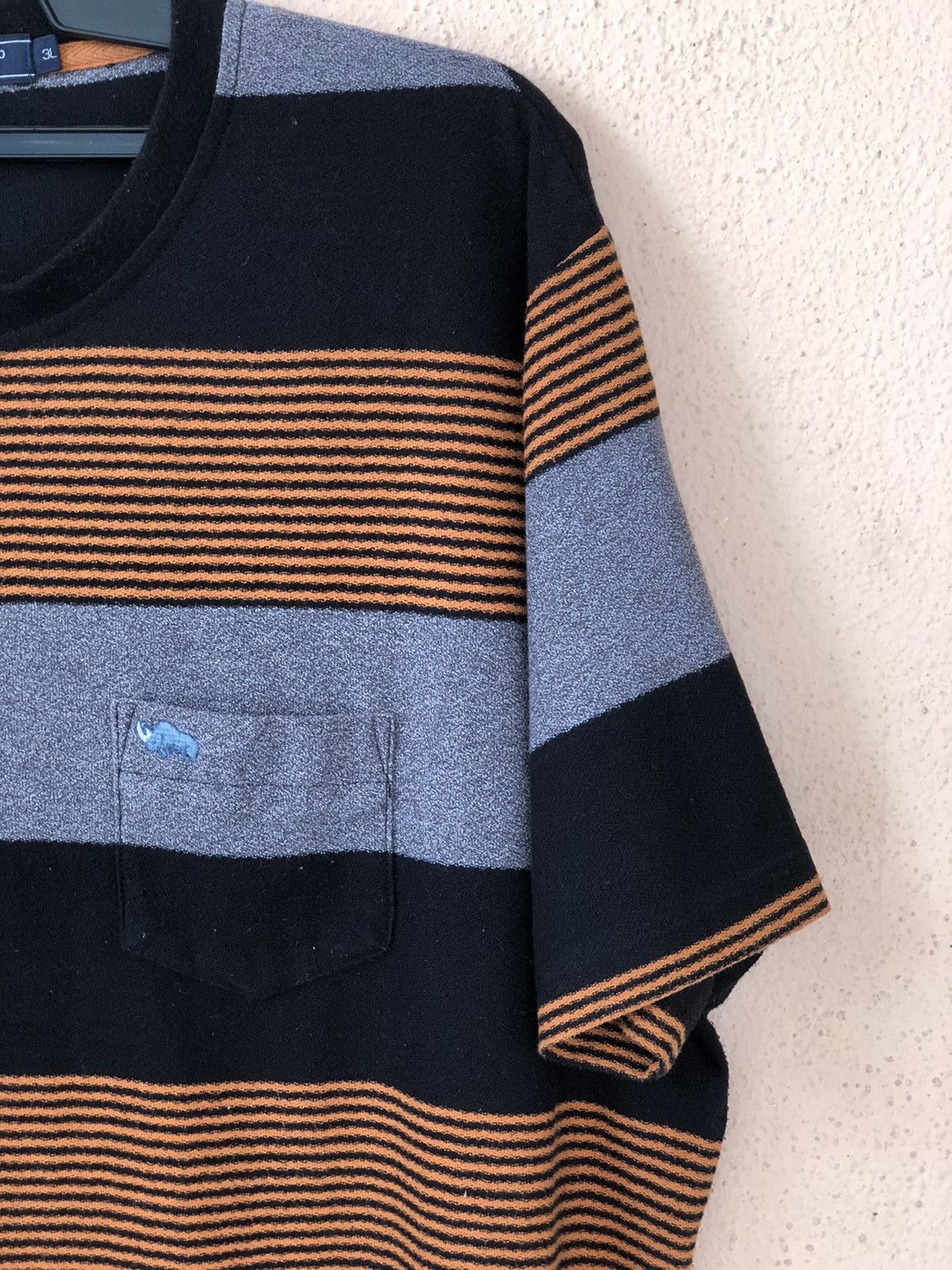 Japanese Brand × Kansai Yamamoto × Vintage Vintage KANSAI YAMAMOTO Homme Striped Pocket Tee Size US XL / EU 56 / 4 - 2 Thumbnail