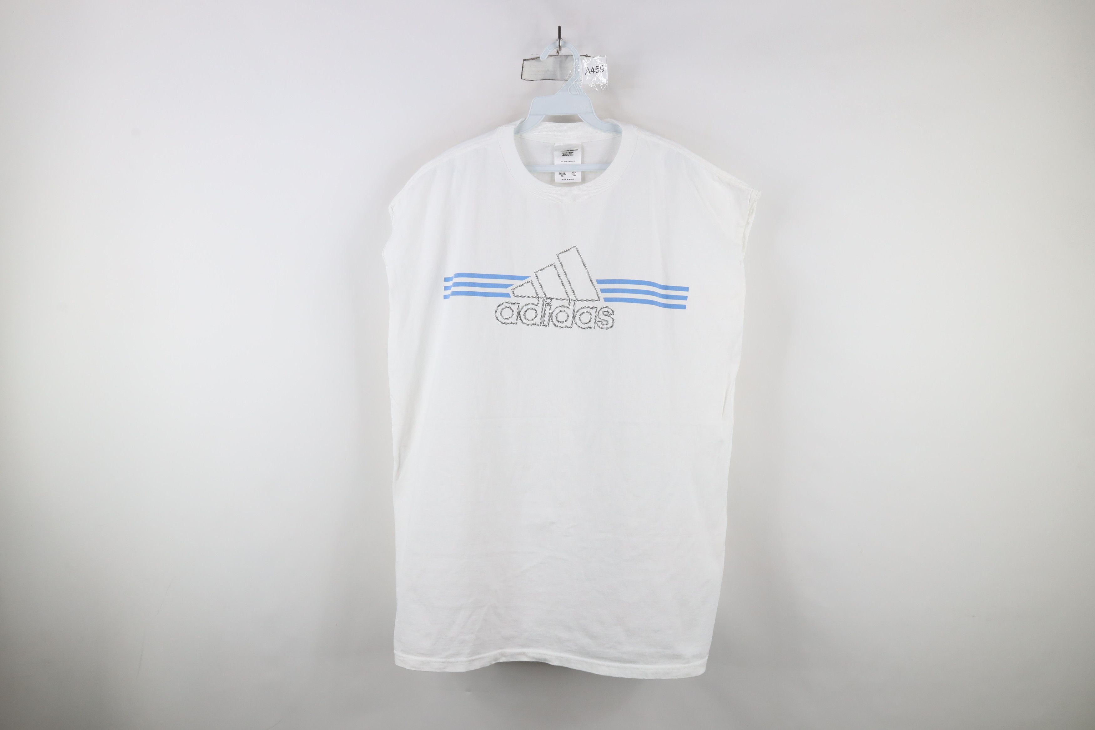 Adidas × Vintage Vintage Y2K Adidas Big Logo Sleeveless Muscle T-Shirt White Size US XL / EU 56 / 4 - 1 Thumbnail