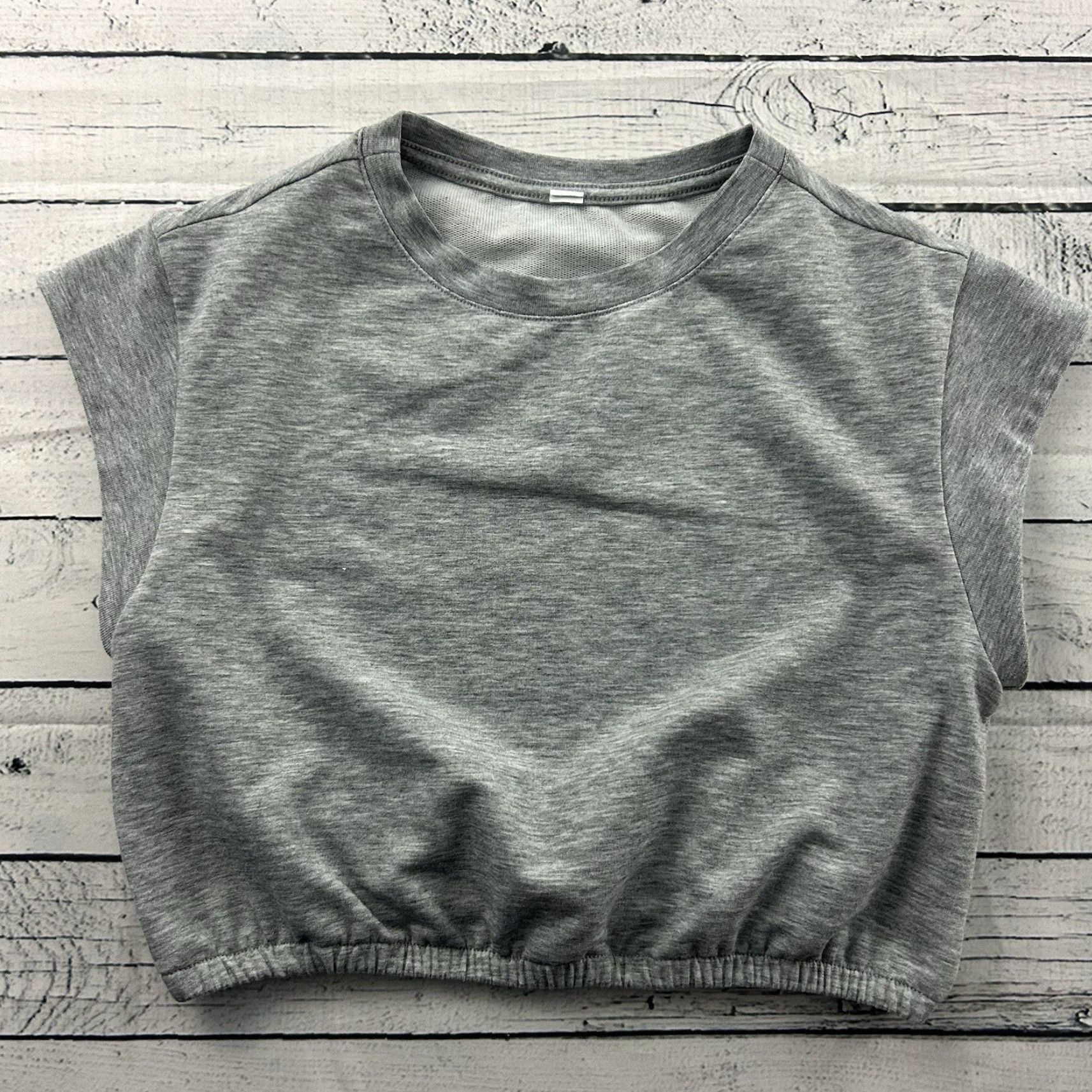 Alo Alo Cropped Short Sleeve Top Women's Medium Gray Shirt Size M / US 6-8 / IT 42-44 - 2 Thumbnail