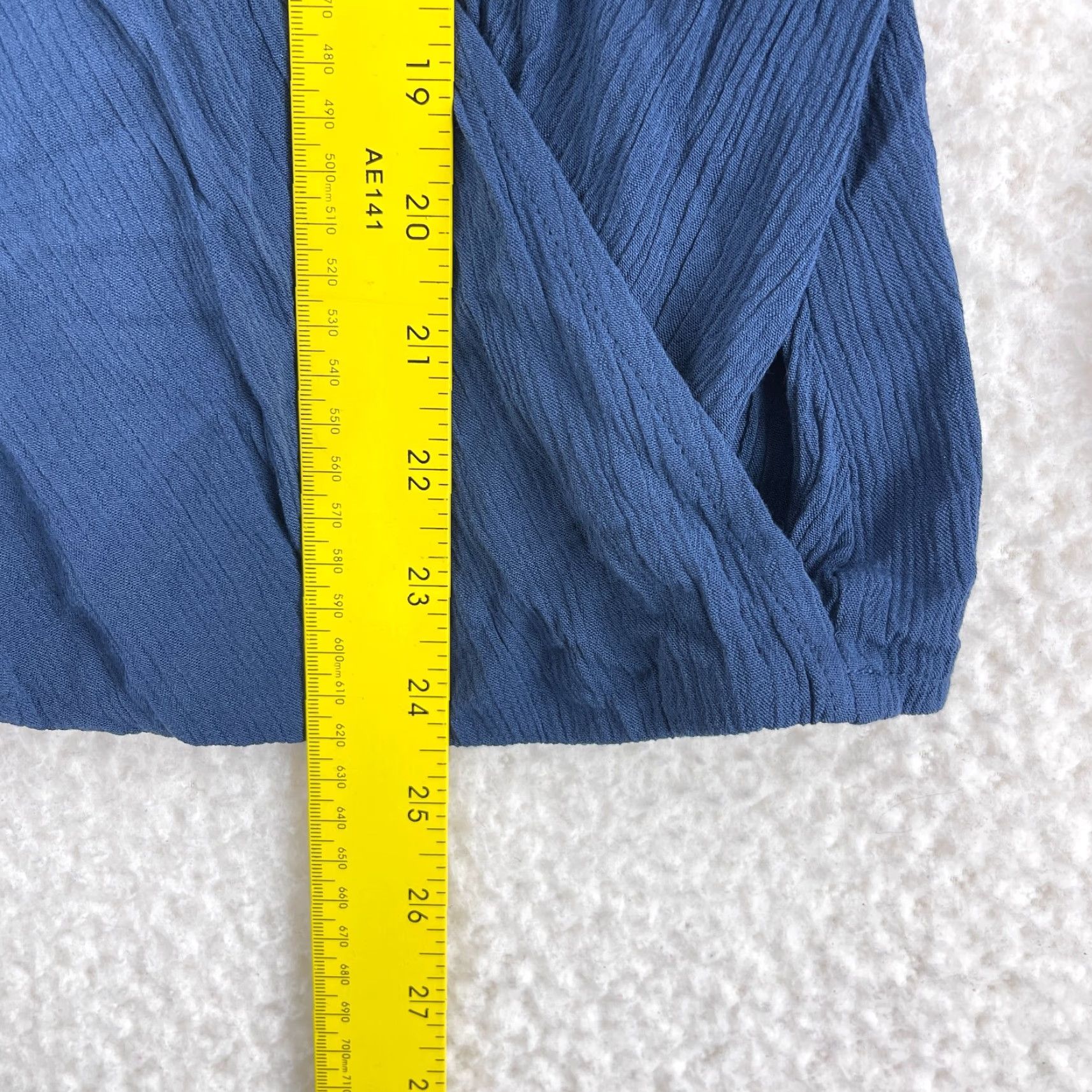 Vintage Lovestitch Navy Blue Crepe Wrap Shirt Womens Medium Long Sleeve Tassel V-Neck Blouse Size M / US 6-8 / IT 42-44 - 6 Thumbnail