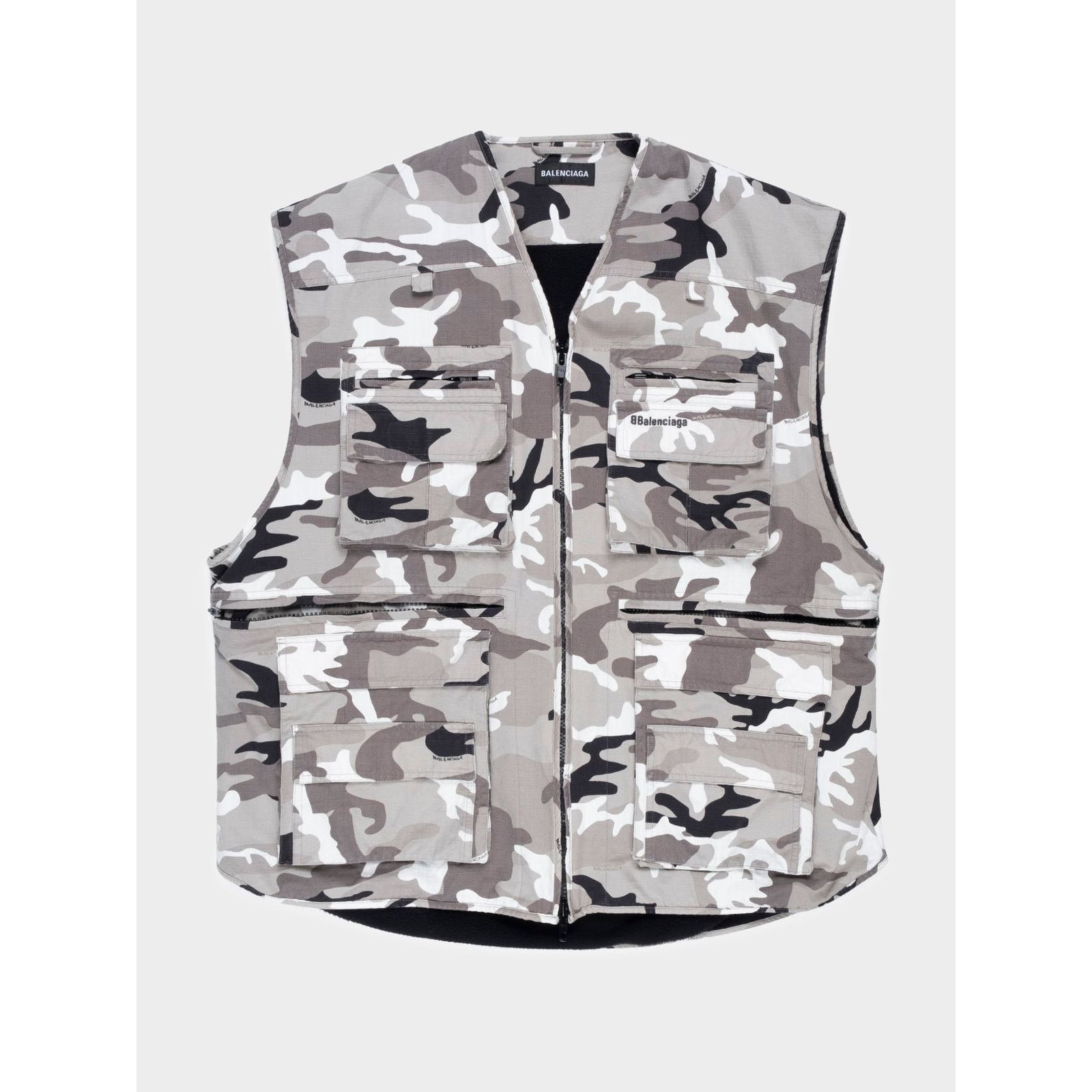 image of Balenciaga Padded Snow Camo Cargo Vest in White, Men's (Size XL)