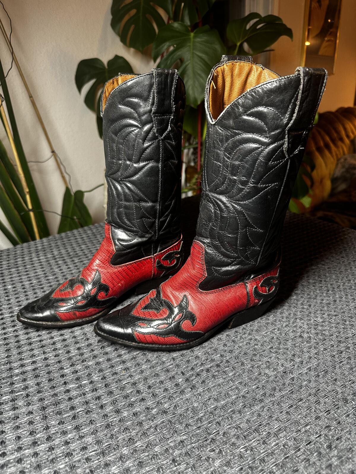 Unknown London Vintage Fling Sundance Black and Red Leather Cowboy Boots Size US 6 / IT 36 - 3 Thumbnail