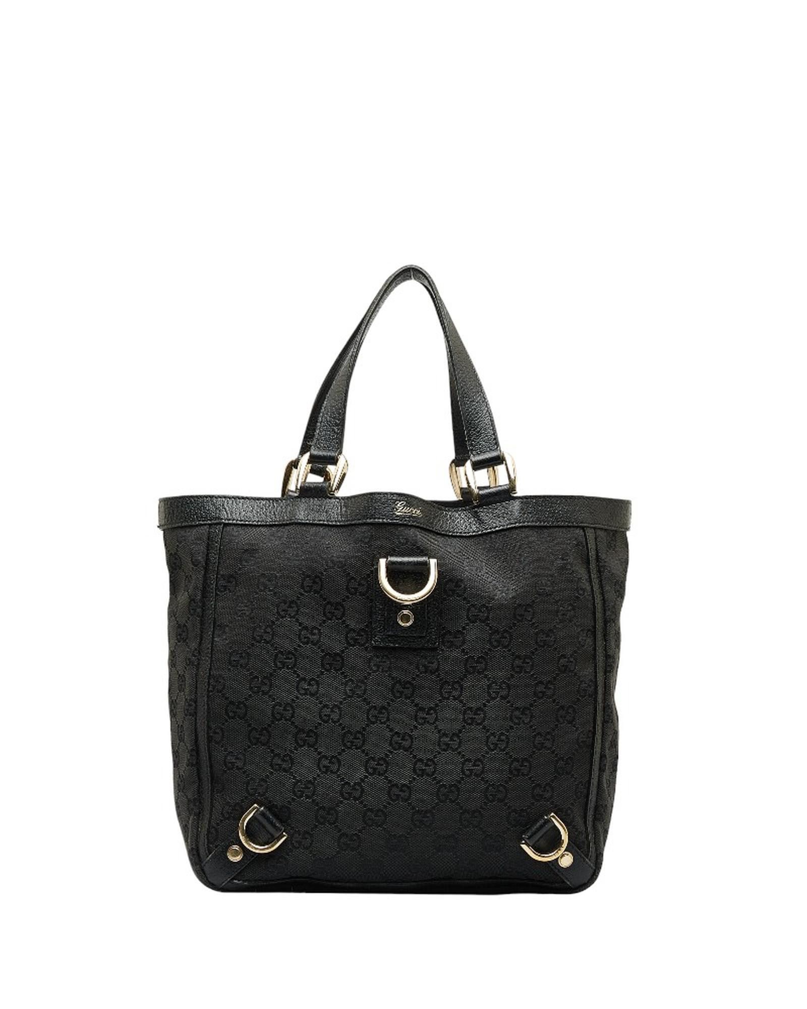image of Gucci Canvas D-Ring Tote Bag in Black, Women's
