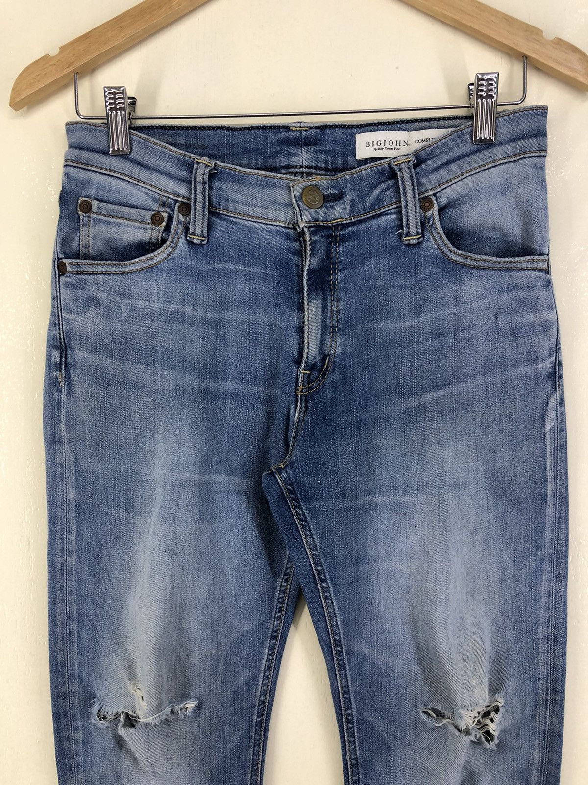 Big John Big John Distressed Skinny Faded Blue Jeans Size US 28 / EU 44 - 3 Thumbnail