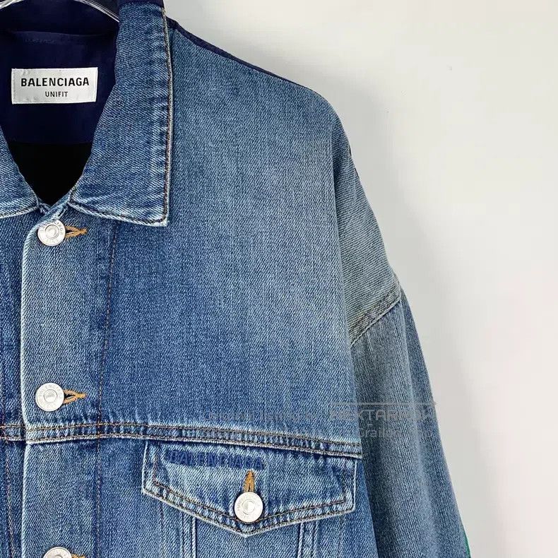 Balenciaga Balenciaga Blue Washed Distressed Cotton Lapel Single-Brea Size US M / EU 48-50 / 2 - 3 Thumbnail