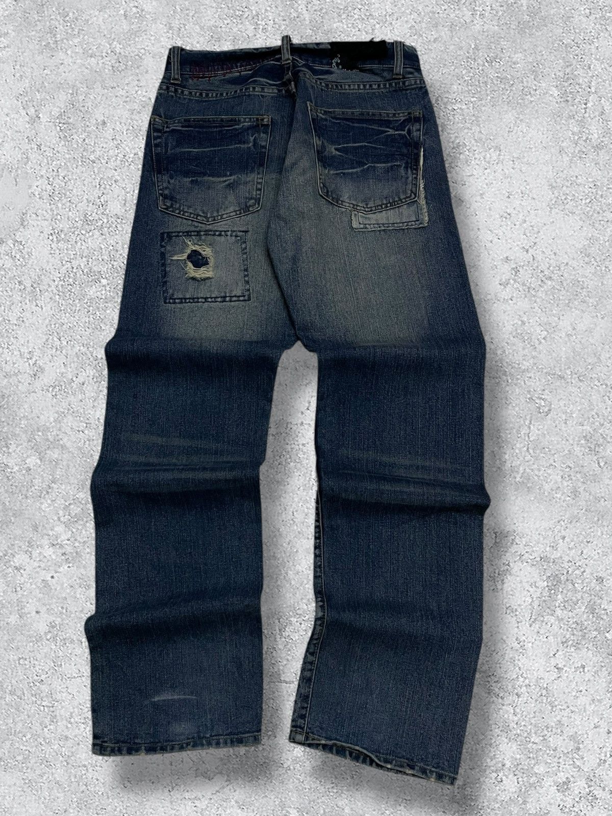 Vintage Japan Designer 90's LowBox Distressed Patchwork Jean