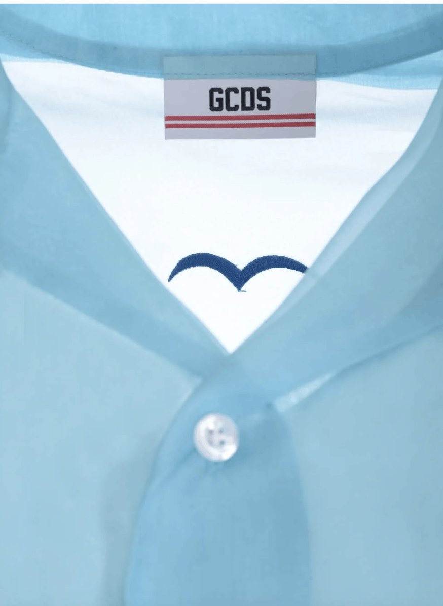 GCDS Landscape Silk Bowling Shirt - Blue - Casual Shirts Size US S / EU 44-46 / 1 - 4 Thumbnail