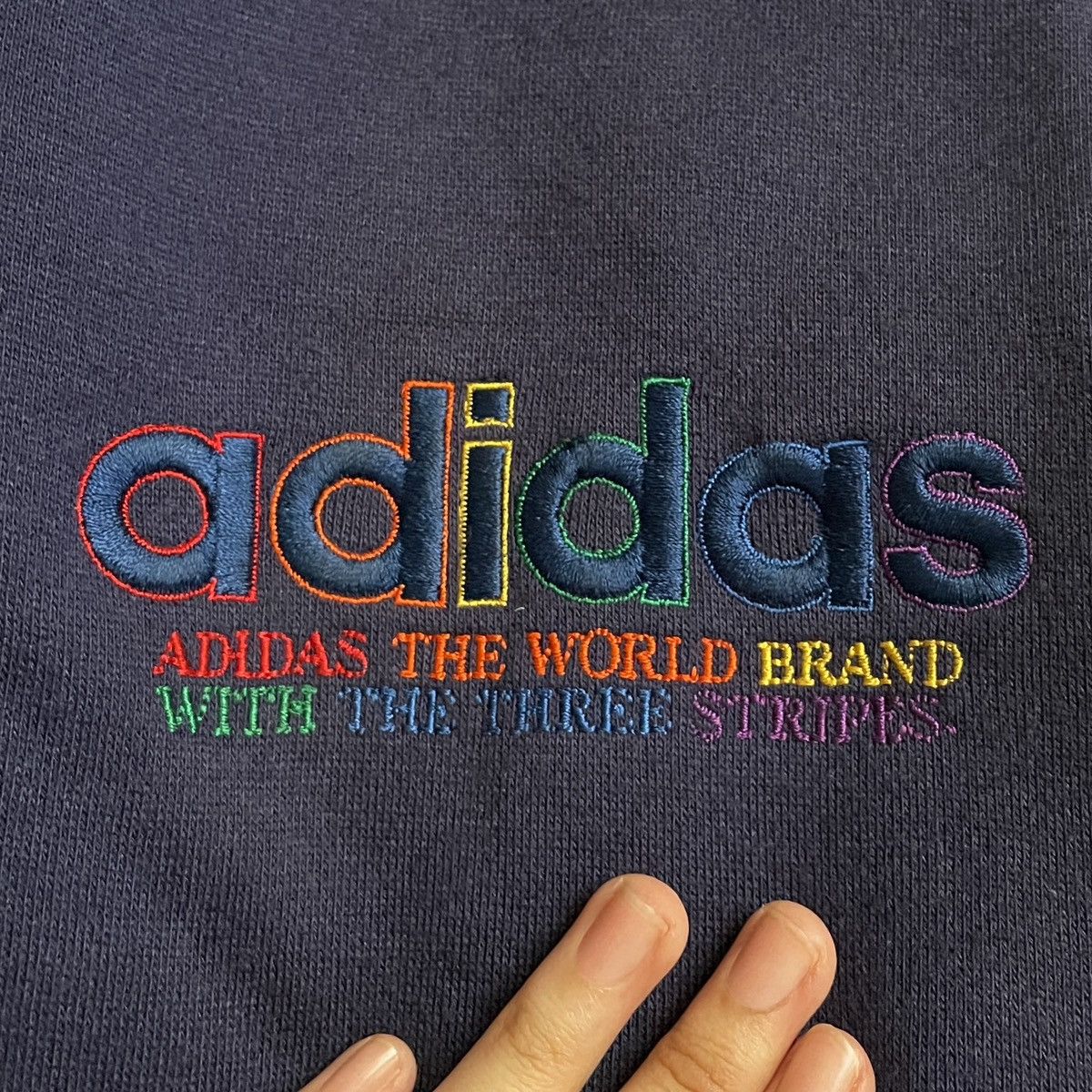 Adidas × Vintage Vintage Brand Adidas Big Logo Fur Hoodie 1990s Size US L / EU 52-54 / 3 - 9 Thumbnail