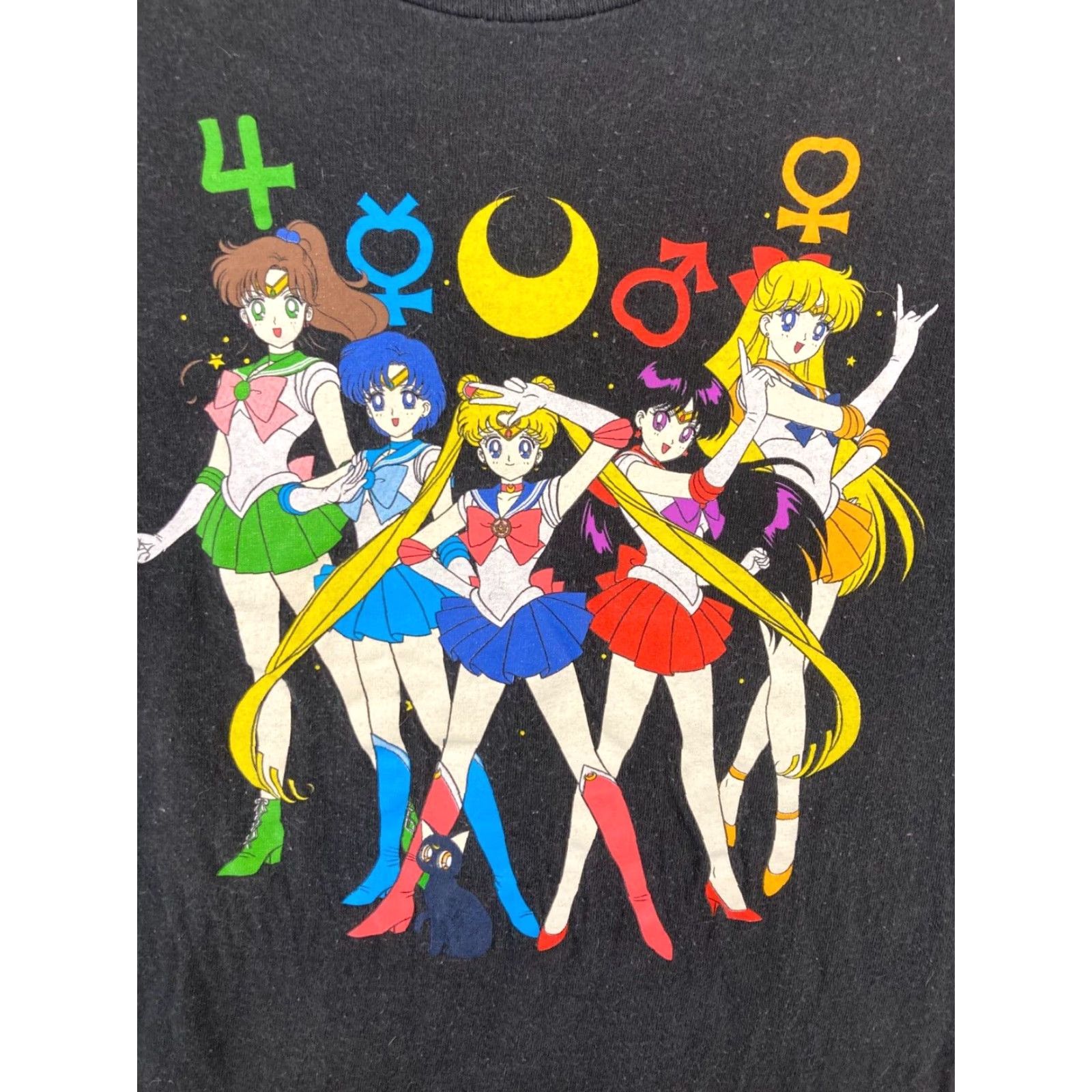 Venus Sailor Moon Women's T-Shirt Large Black Anime Cartoon Graphic Print Crew Neck Casual Cotton Summer 90s Mens Size L / US 10 / IT 46 - 4 Thumbnail