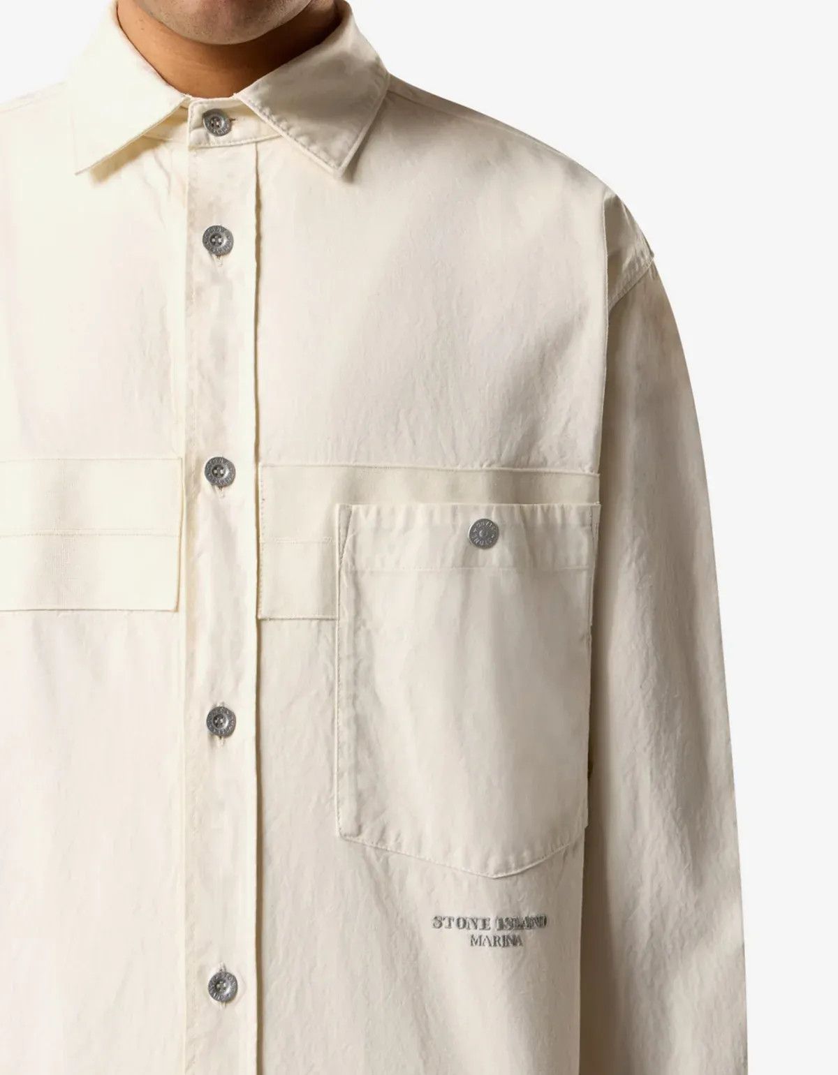 Stone Island Stone Island Marina White Logo Embroidery Overshirt Size US XL / EU 56 / 4 - 3 Thumbnail