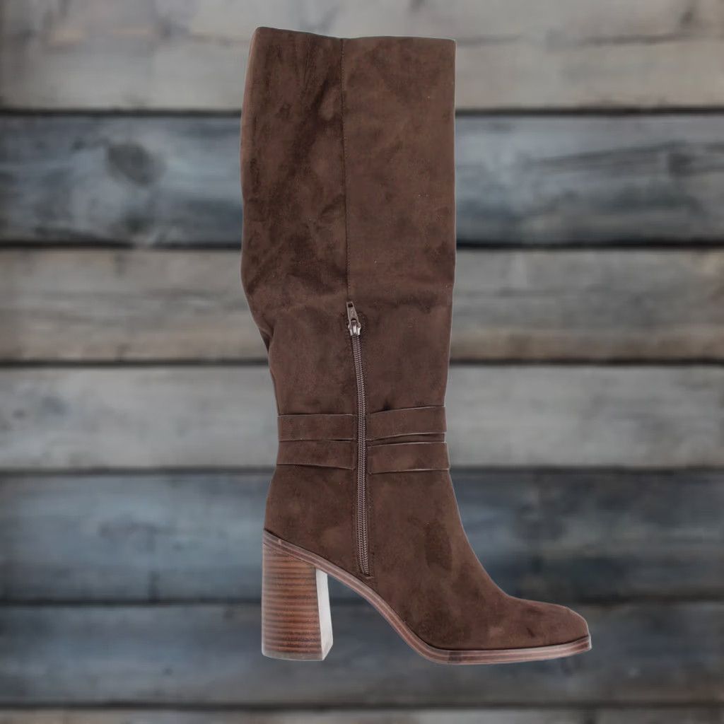 Dolce Vita Dolce Vita Women's Finnian Wide Calf Boots Man Made 9.5 Brown Faux Suede Size US 10 / IT 40 - 1 Thumbnail