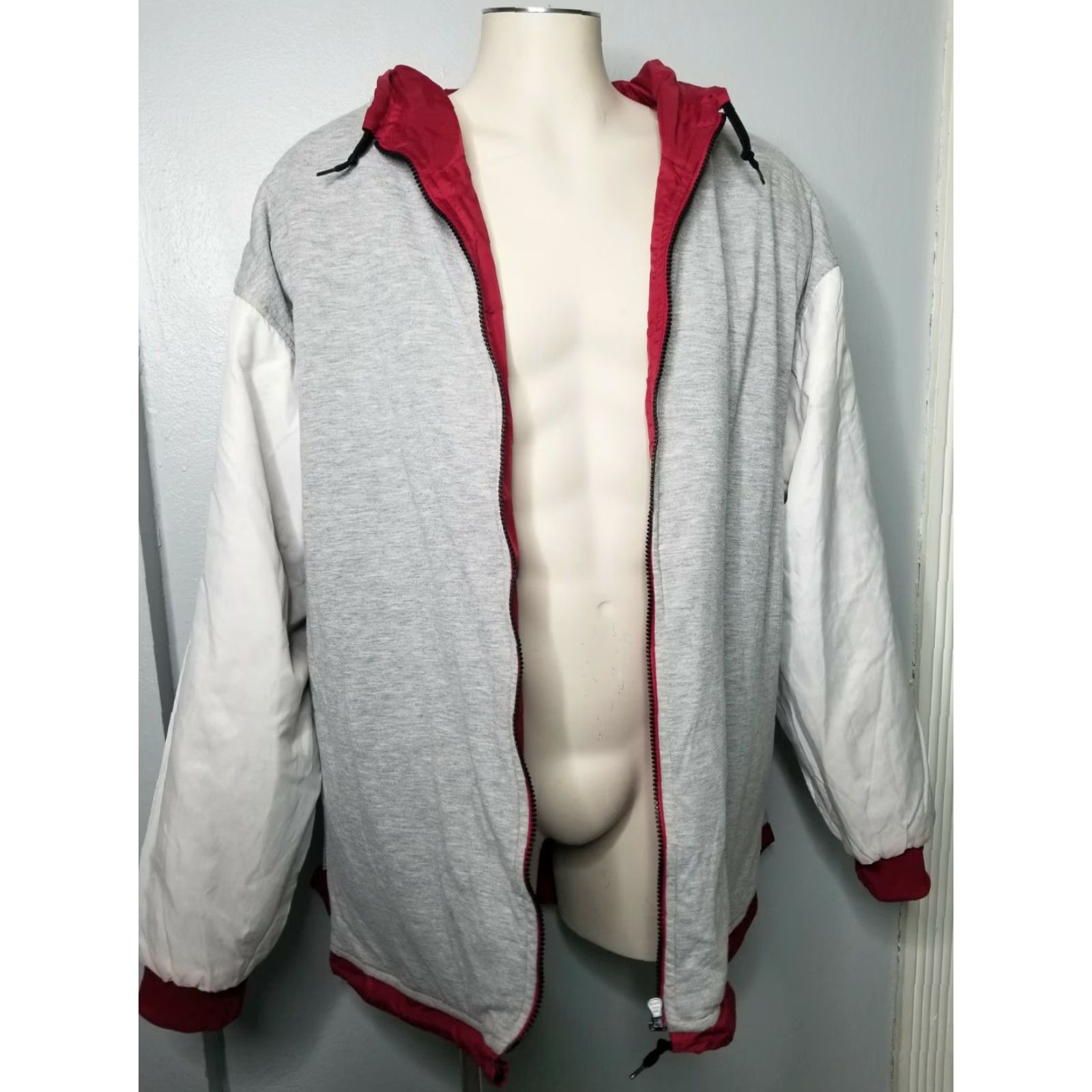 Nike VINTAGE Nike Jacket 2XL Mens Reversible Full Zip Hoodie Red Grey 90s Tag White NIKE Size US XXL / EU 58 / 5 - 7 Thumbnail