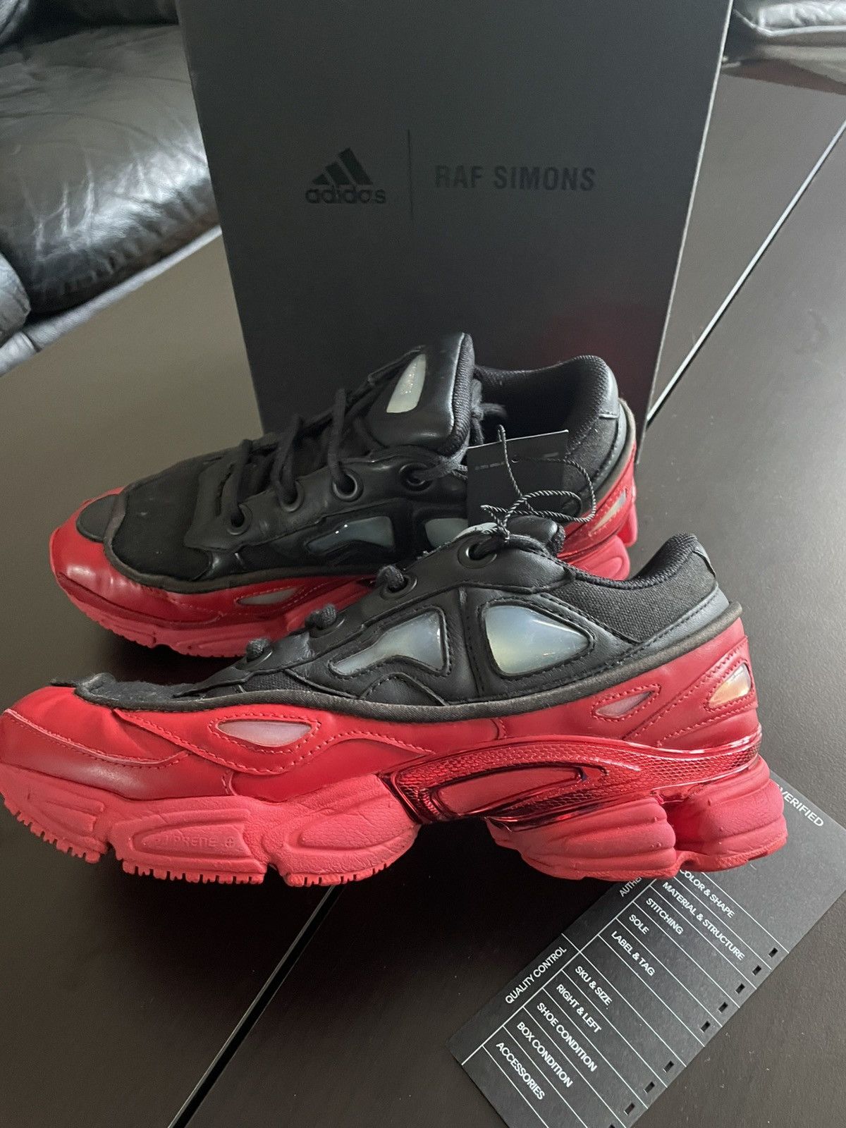 Raf Simons Raf Simons ozweego red metallic black leather Grailed