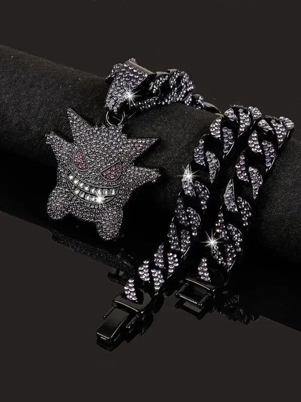 Jewelry Shiny Purple Ice Cuban Chain Necklace (Length 19.69in) Size ONE SIZE - 3 Thumbnail