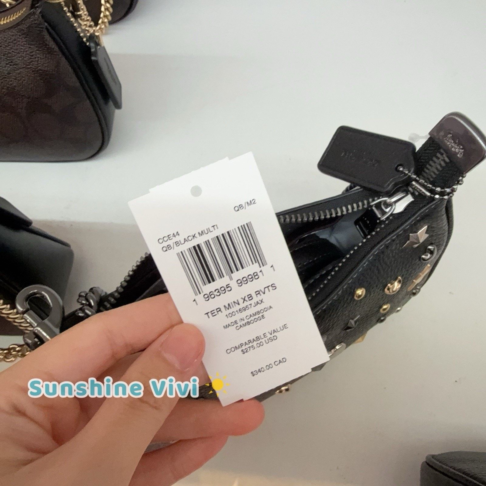 Coach NWT Coach Teri Mini Crossbody Bag Rivets CCE44 Black Size ONE SIZE - 5 Thumbnail