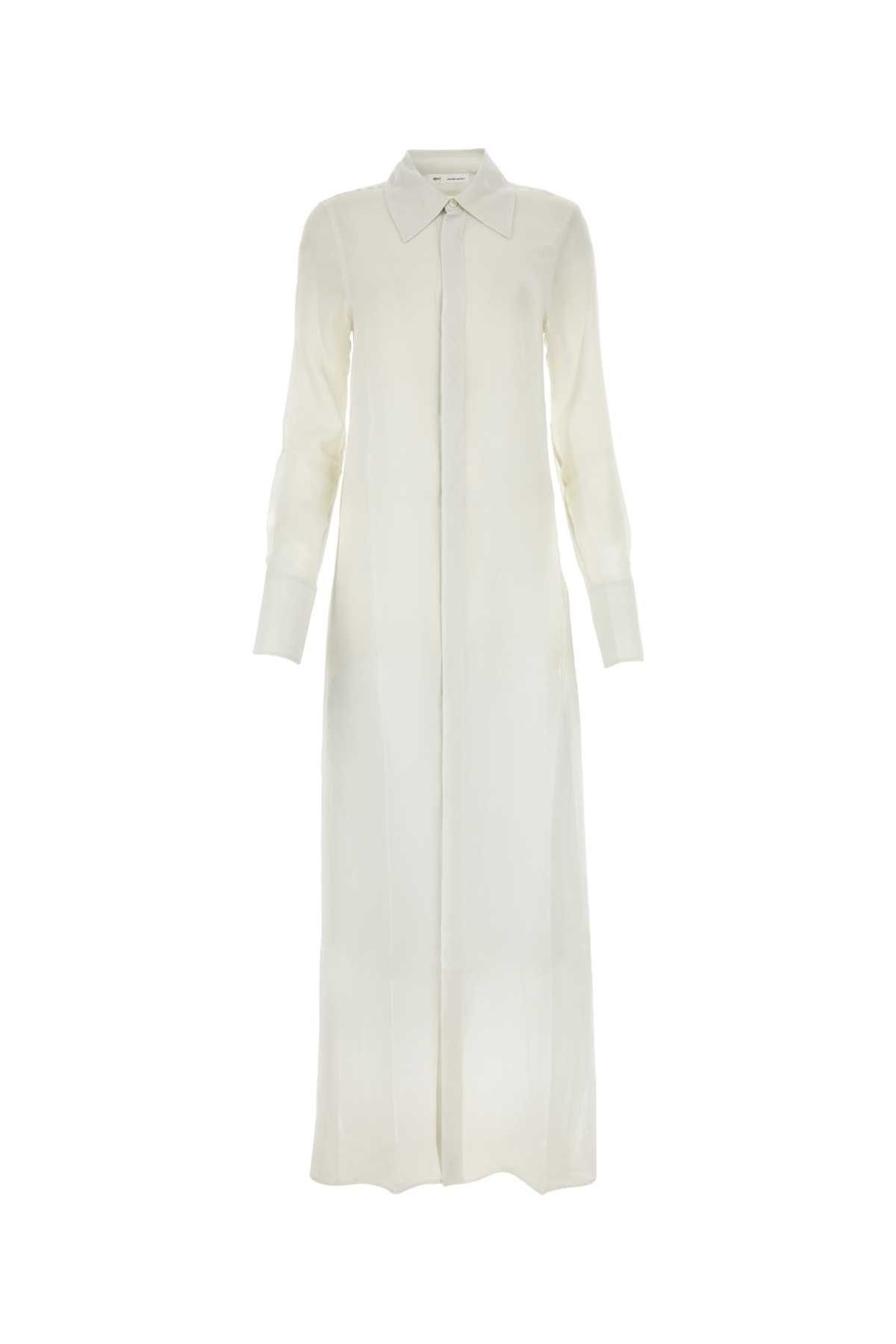 image of Ami Chalk Crepe Shirt Dress in White, Women's (Size XS)