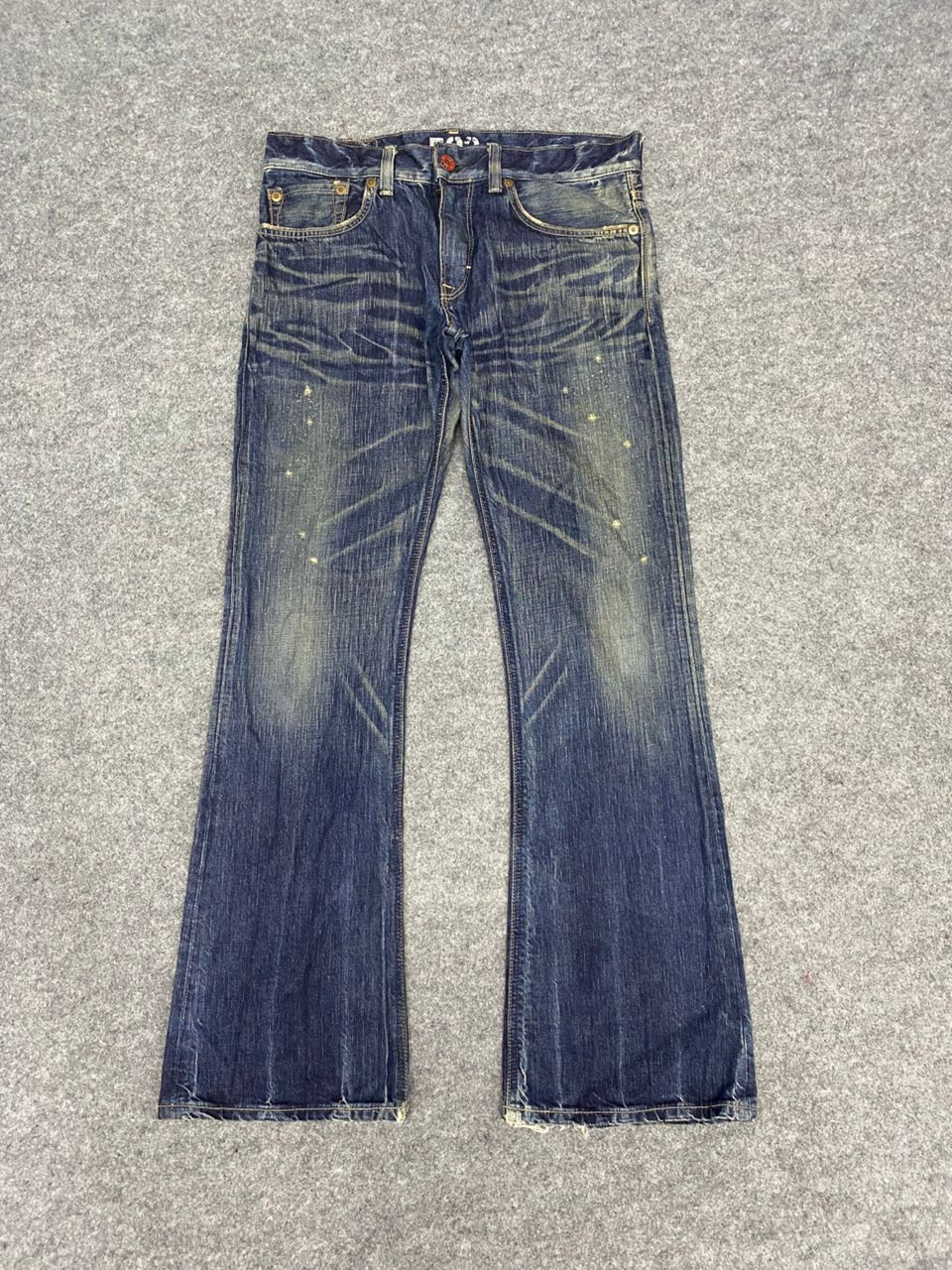 Edwin 💥Flare💥Vintage Edwin 503 Blue Trip Distressed denim Size US 35 - 1 Thumbnail