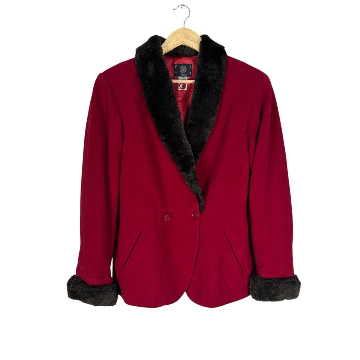 Kenzo KENZO FRANCE FUR COLLAR WOOL JACKET Size S / US 4 / IT 40 - 1 Thumbnail