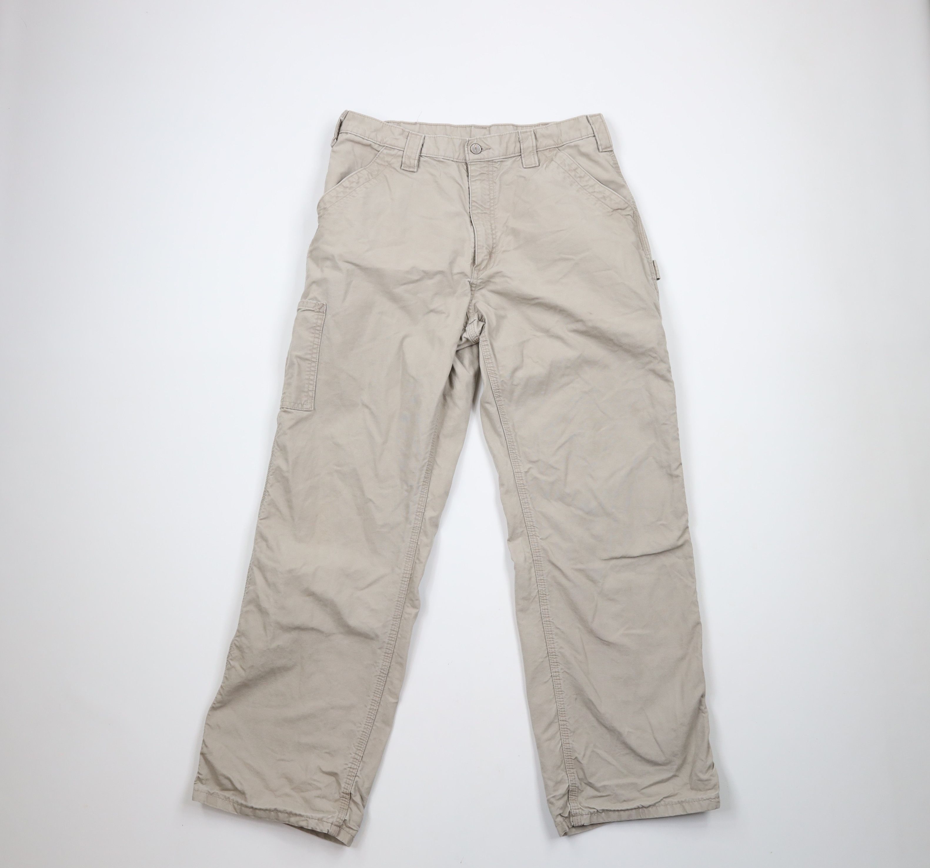 Carhartt × Vintage Vintage Carhartt Spell Out Wide Leg Dungaree Pants Tan Size US 34 / EU 50 - 1 Thumbnail
