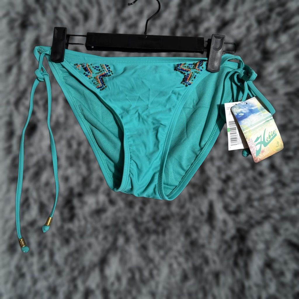 Vintage VINTAGE 90s Y2K Hobie Bikini Bottom Beaded Tie Side L Blue Boho Resort Chic Festival Women Bottom Size 36" / US 14 / IT 50 - 1 Thumbnail