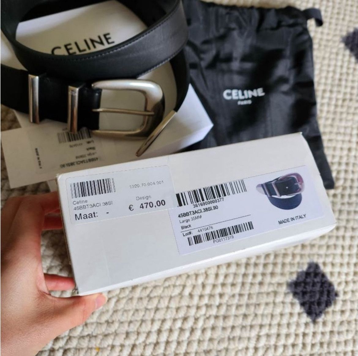 【人気/関税/送料込み】 Celine Large Western Belt in Vintage Celine Celine large western belt in black vintage calfskin