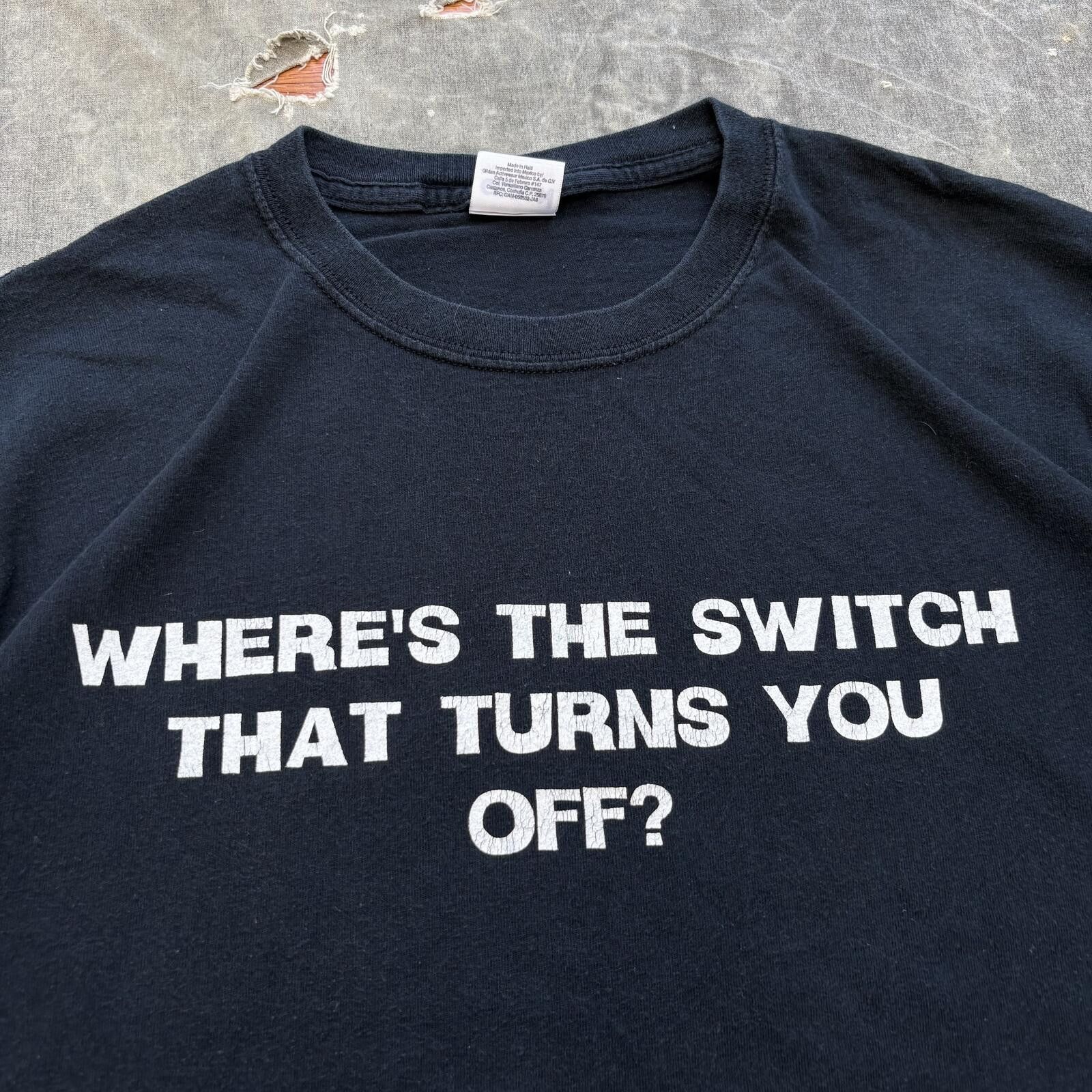 Gildan Vintage Y2K Where’s The Switch That Turns You Off Joke Shirt Size US XL / EU 56 / 4 - 2 Thumbnail