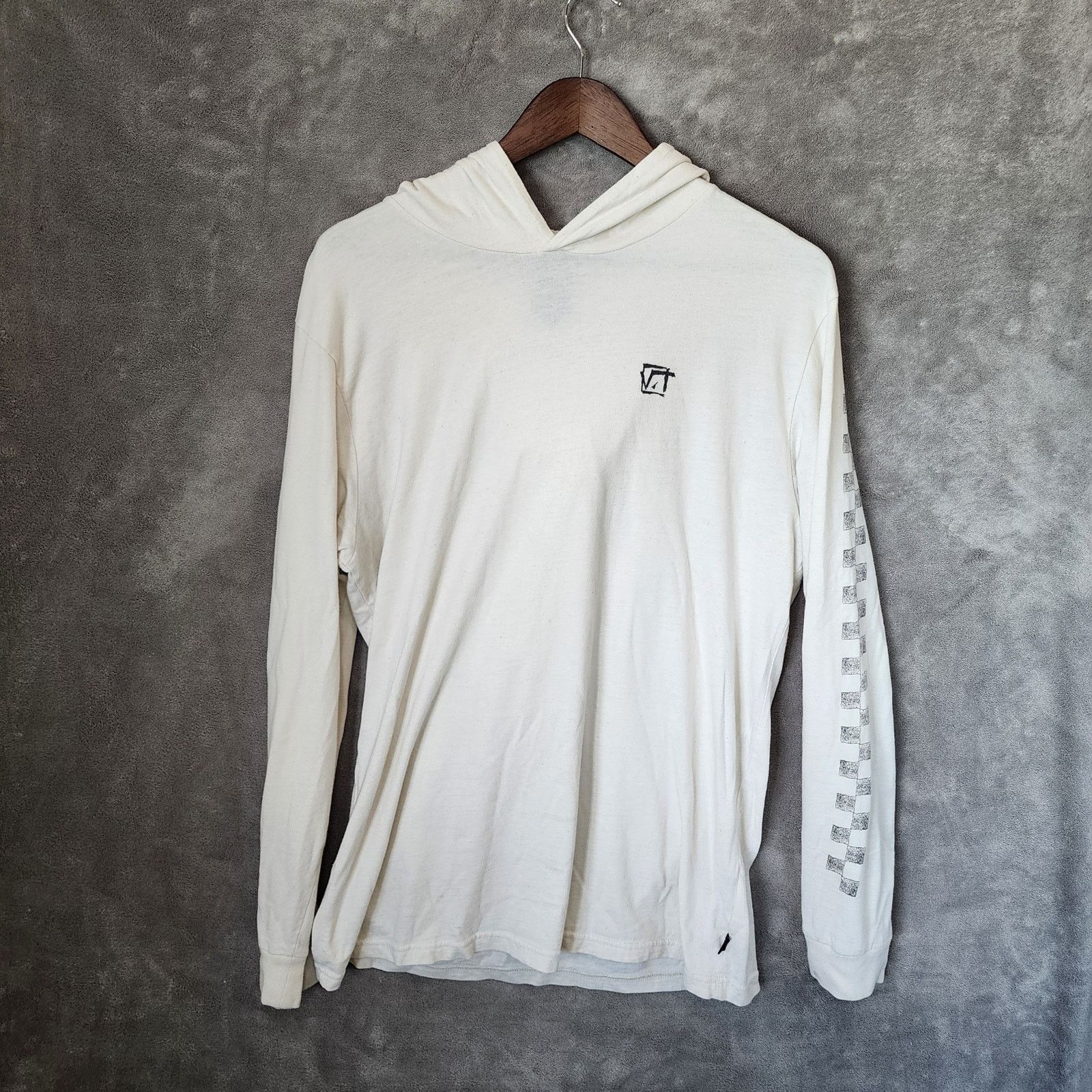 Vans Vans Men's Large White Hoodie Lightweight Checkered Sleeves Size US L / EU 52-54 / 3 - 1 Thumbnail