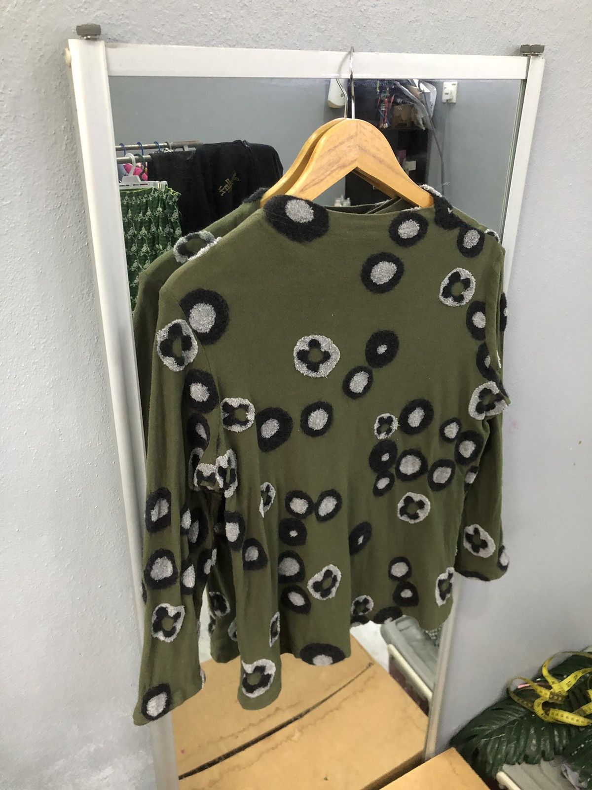 Japanese Brand En Cloche Olive Circle Pattern Long Sleeve Top Size S / US 4 / IT 40 - 11 Thumbnail