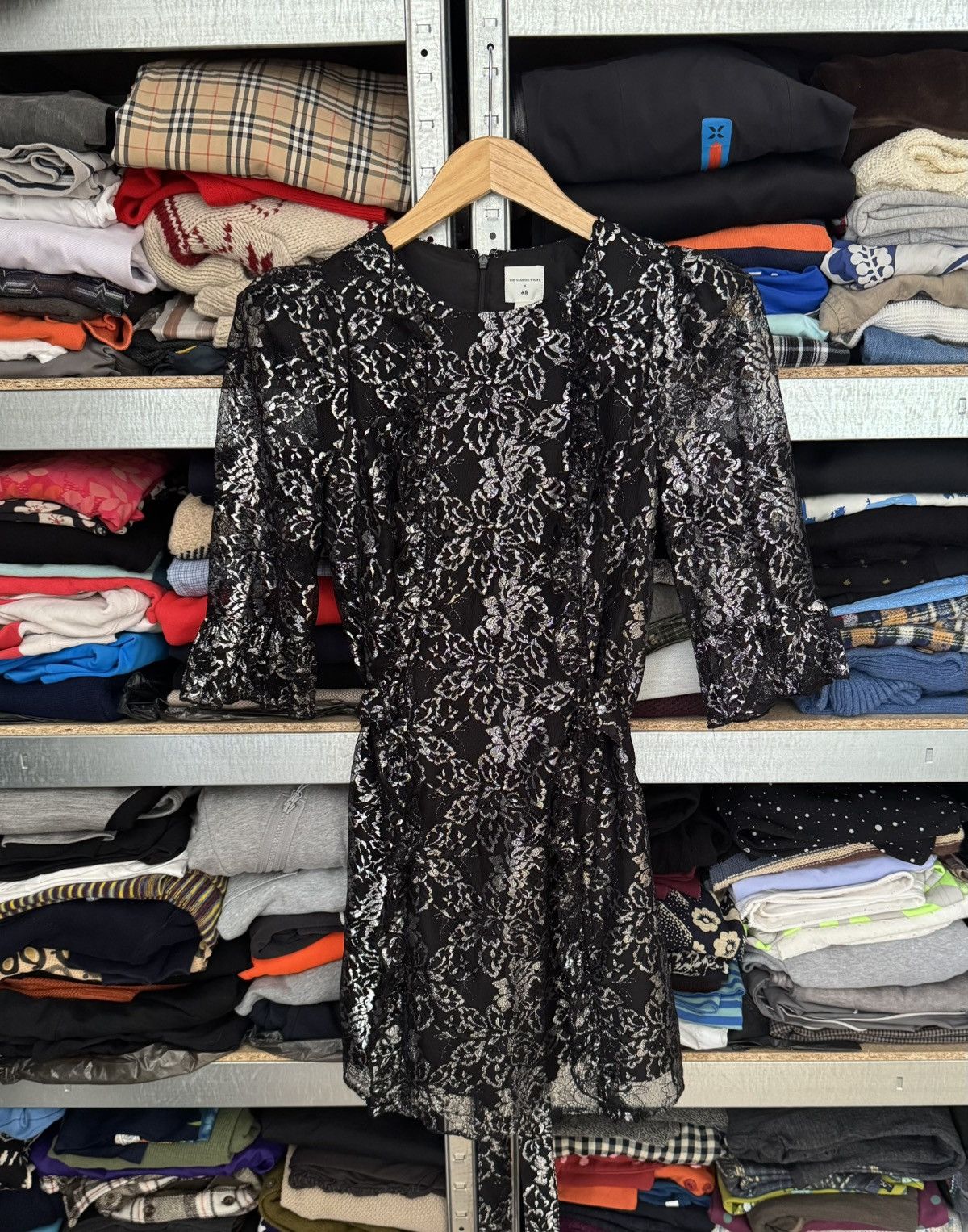 The Vampire's Wife THE VAMPIRE'S WIFE H&M silver black metallic lace dress Size M / US 6-8 / IT 42-44 - 19 Thumbnail