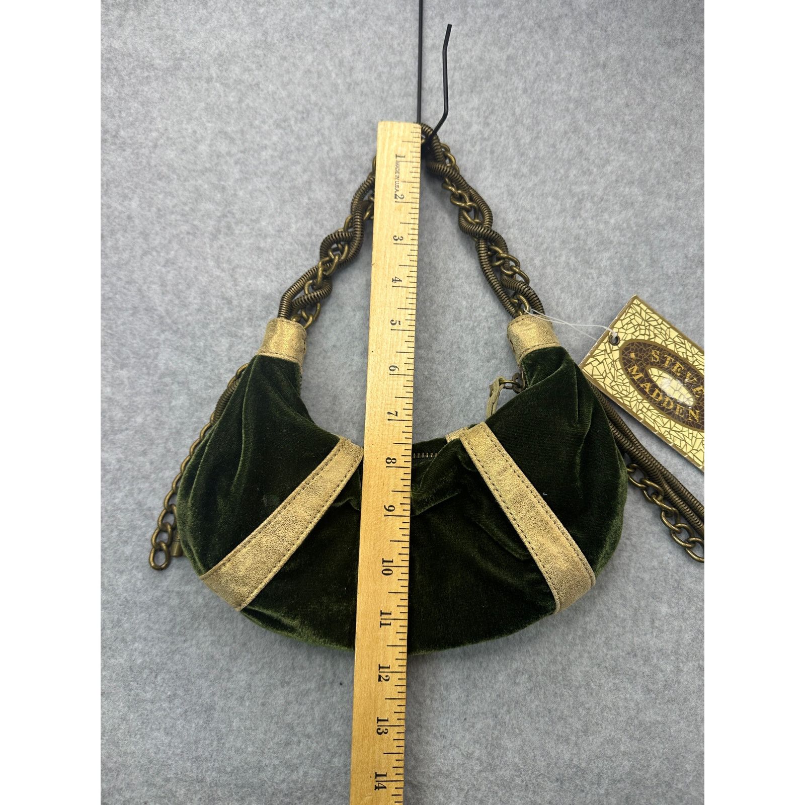 Steve Madden Steve Madden Green Velvet Medusa Hobo Bag Heavy Bronze Chain Size ONE SIZE - 7 Thumbnail