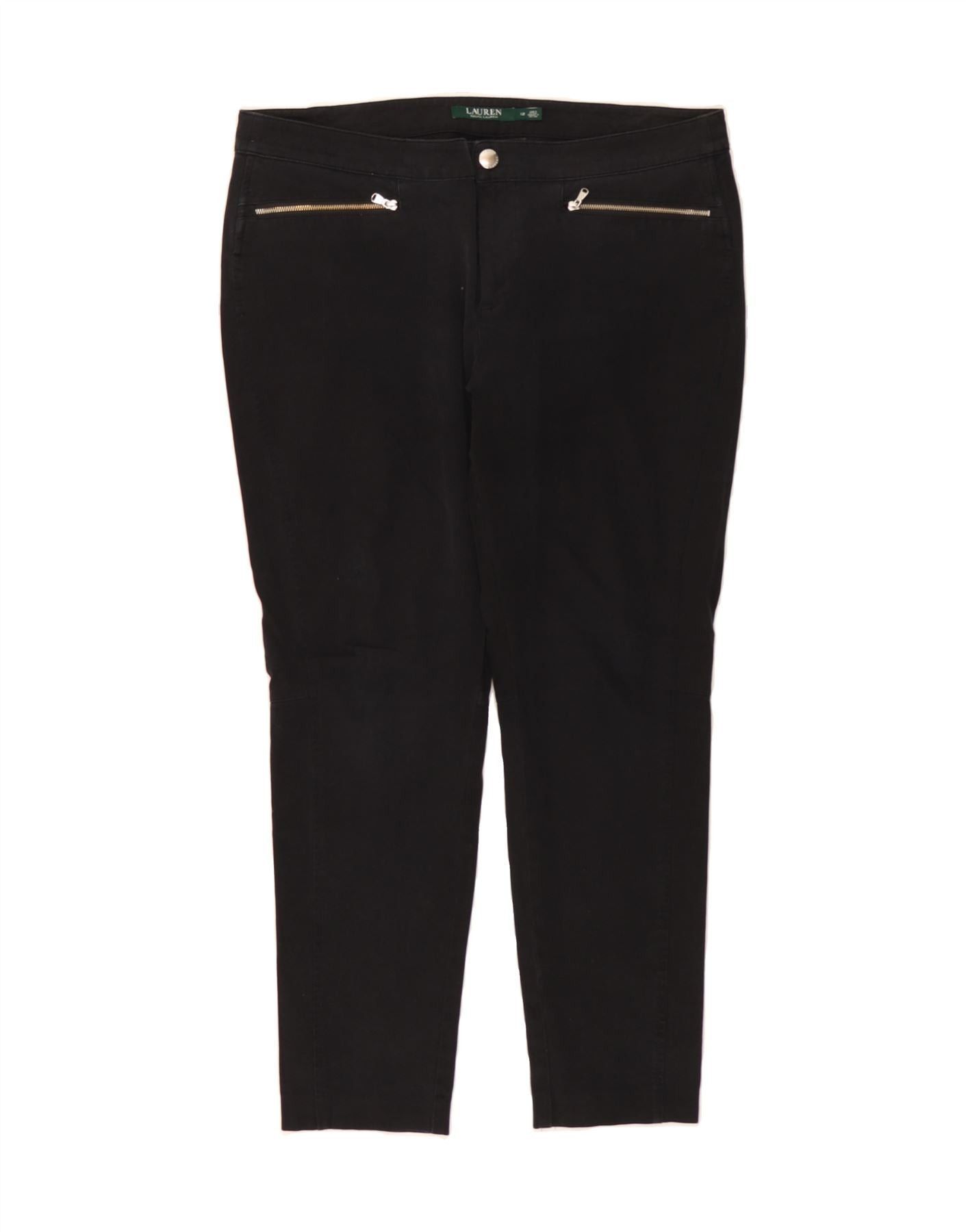 Ralph Lauren Womens Slim Cropped Trousers US 12 Large W34 L25 Black Size 30" / US 8 / IT 44 - 1 Thumbnail