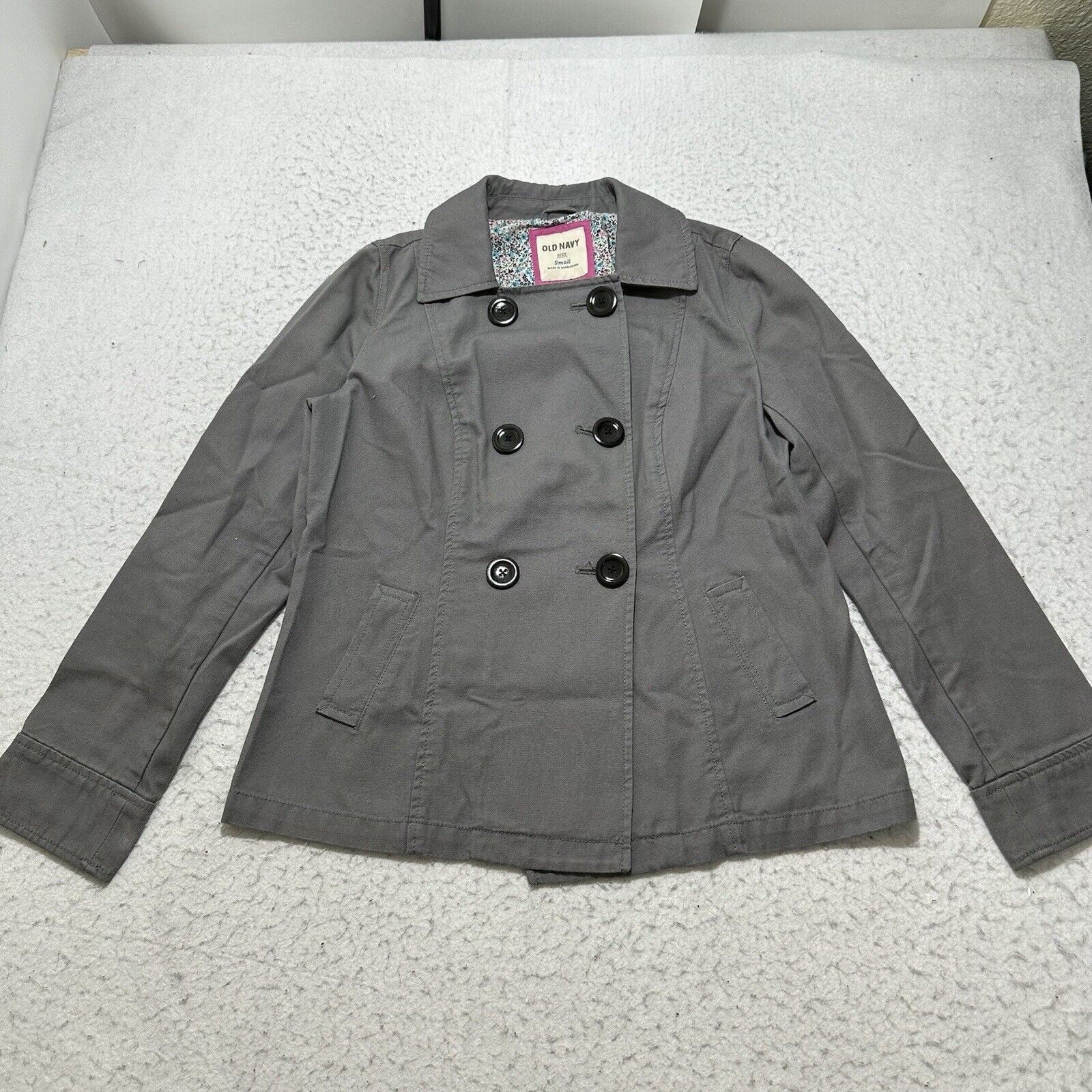 Old Navy Old Navy Small Double Breasted Jean Military Jacket Gray Size S / US 4 / IT 40 - 1 Thumbnail