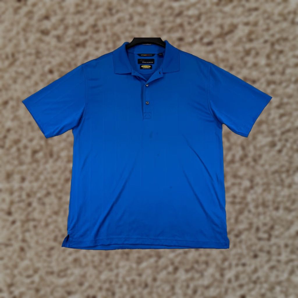Vintage Greg Norman Polo Shirt Mens Large Blue Golf Play Dry Polyester Shark Size US L / EU 52-54 / 3 - 1 Thumbnail