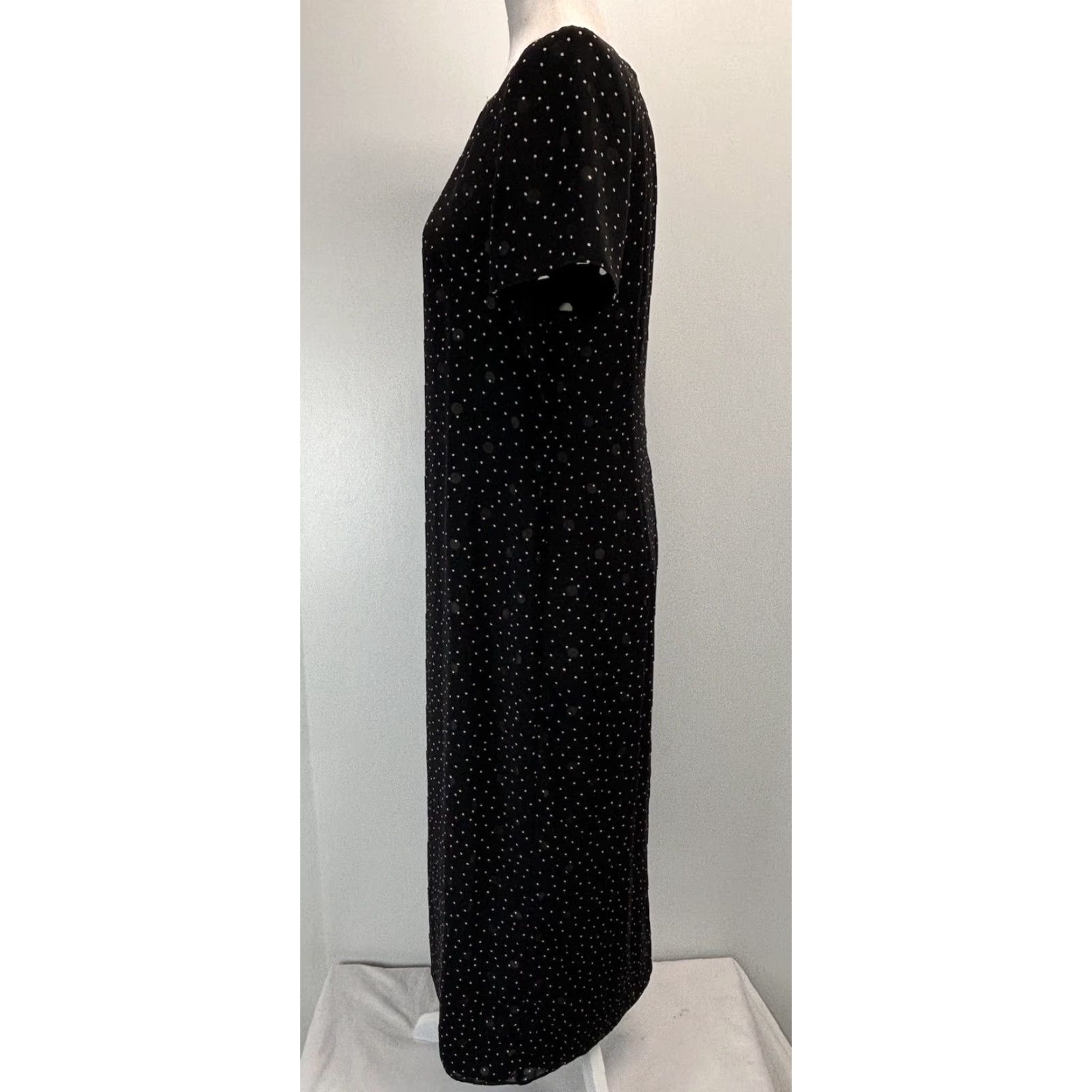 Talbots Vtg Talbots Midi Maxi Dress Sz 8P Petites Polka Dot Black White Sheath Size M / US 6-8 / IT 42-44 - 2 Thumbnail