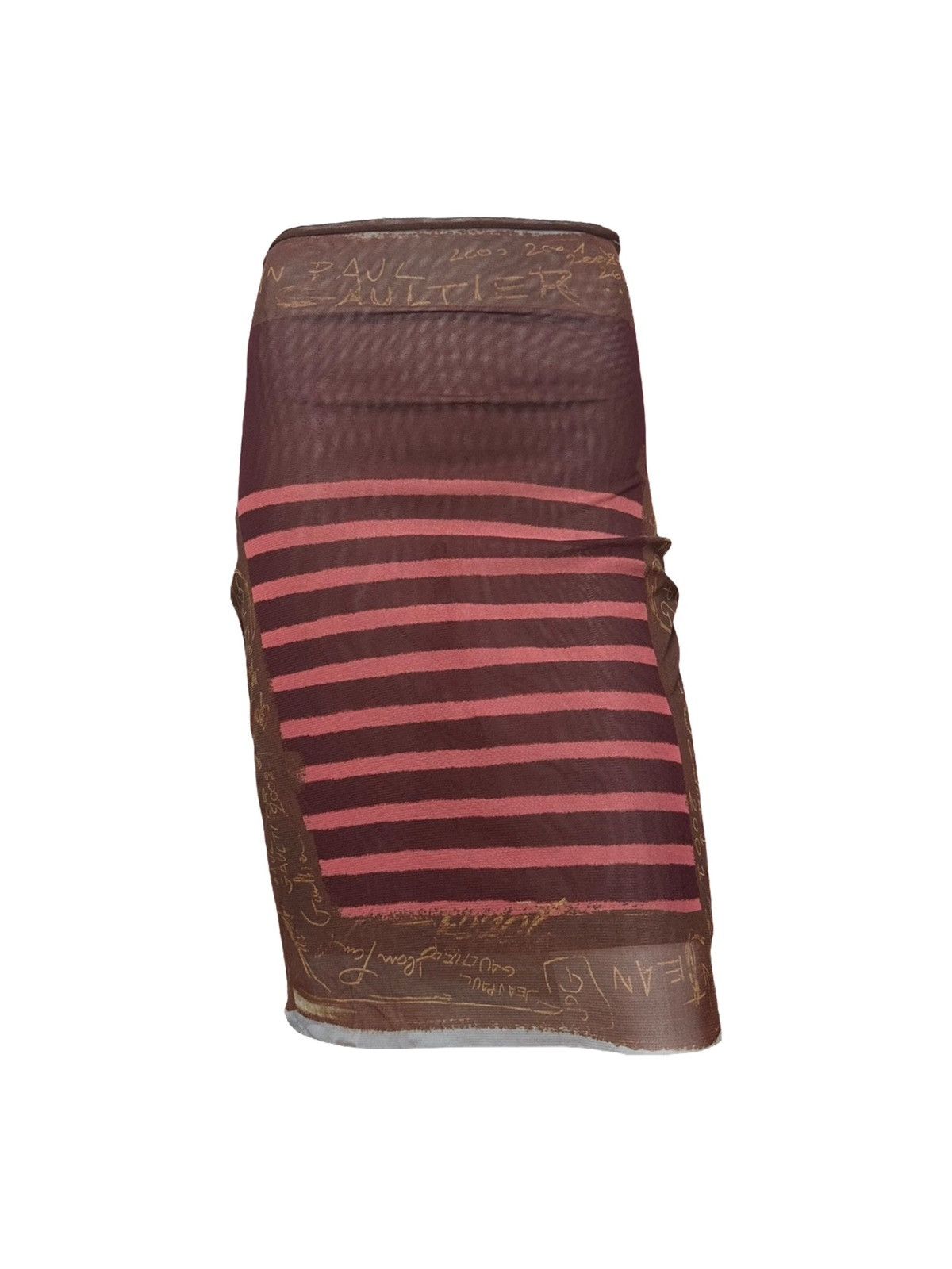Jean Paul Gaultier JEAN PAUL GAULTIER S/S 2001 Graffiti Striped Mesh Midi Skirt Size 28" / US 6 / IT 42 - 1 Thumbnail