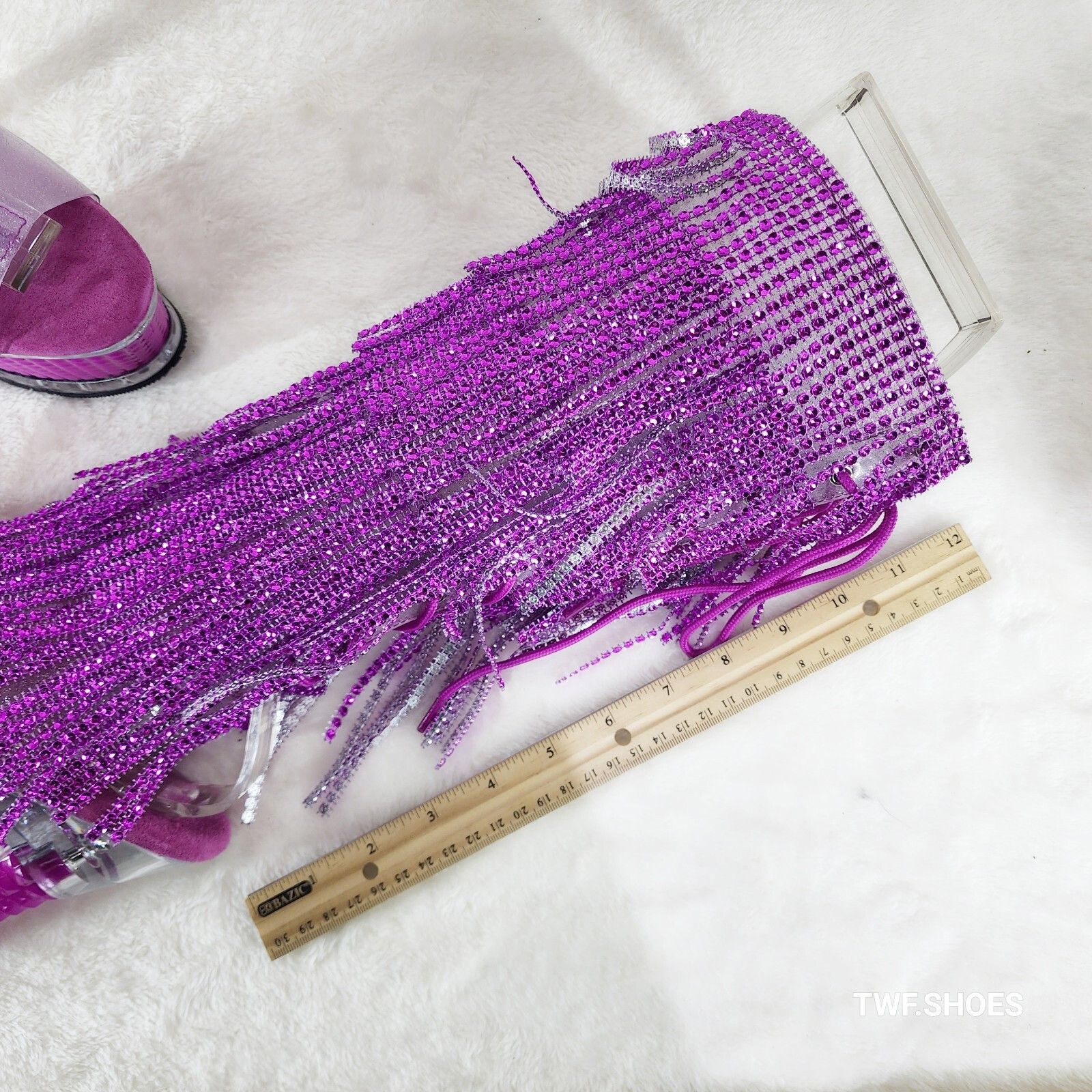 Other Illusion Fuchsia Pink Textured Platform Fringe High Heel Ope Size US 7 / IT 37 - 4 Thumbnail