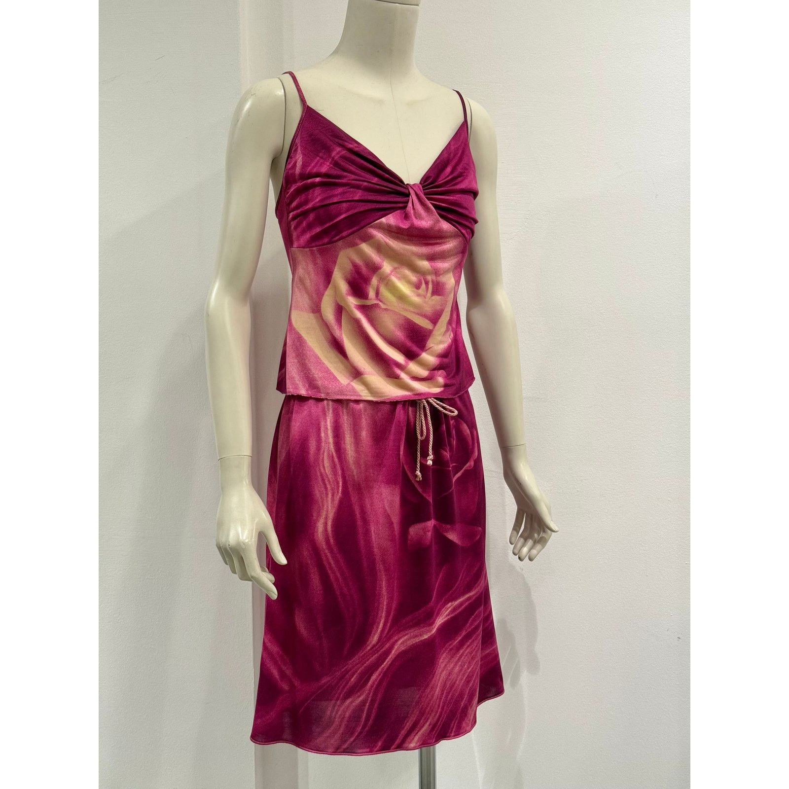 Roberto Cavalli 2000s Roberto Cavalli rose set top & skirt Size M / US 6-8 / IT 42-44 - 3 Thumbnail