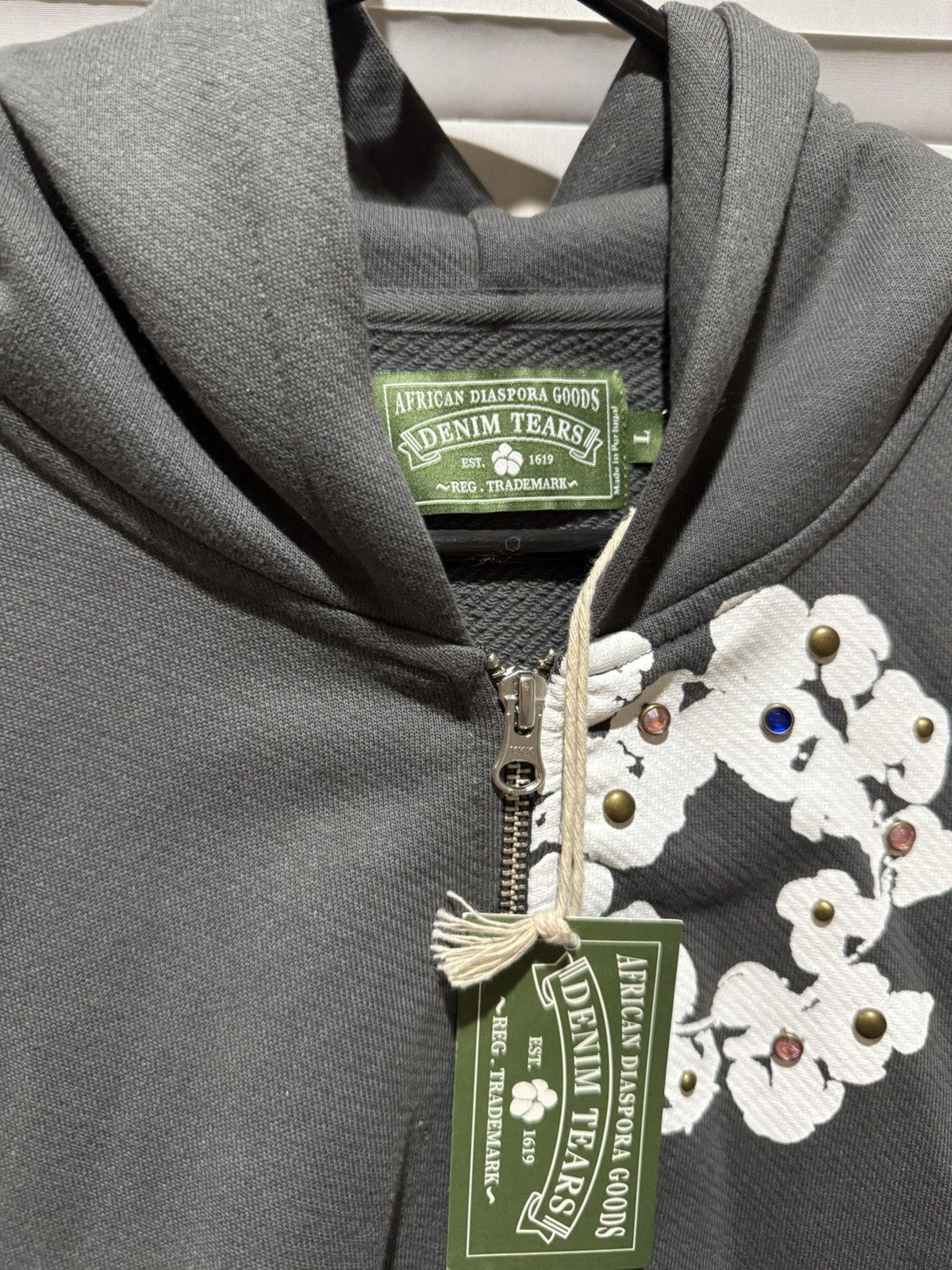 DENIM TEARS Denim Tears Rhinestone Cotton Wreath Zip Hoodie Size US L / EU 52-54 / 3 - 5 Thumbnail