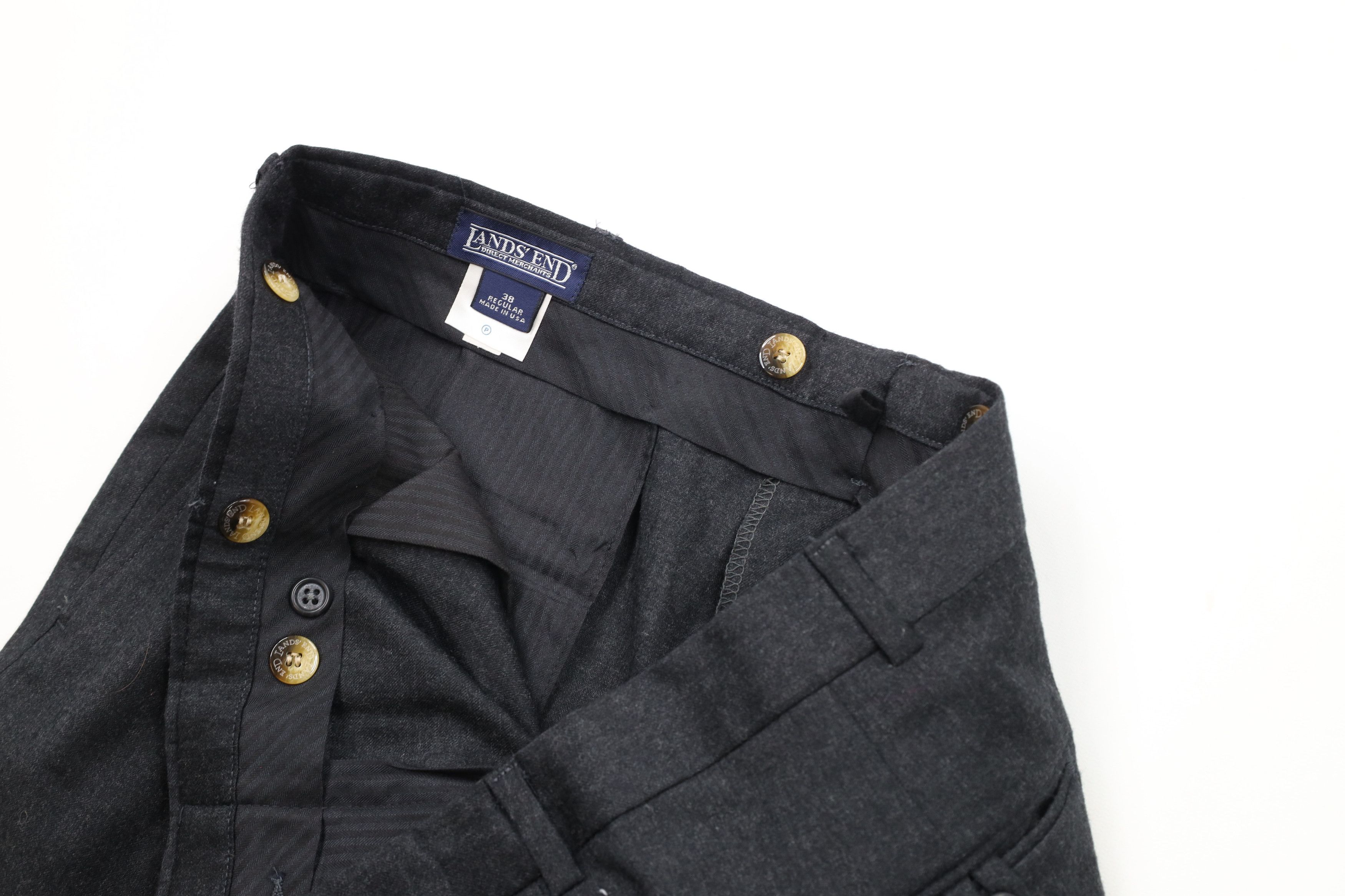 Lands' End × Vintage Vintage 90s Lands End Wide Leg Chino Pants Charcoal Gray USA Size US 38 / EU 54 - 6 Thumbnail