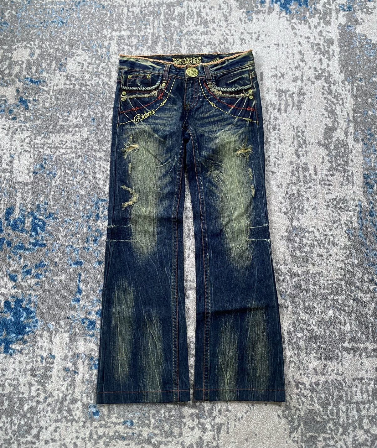 Tornado Mart Japanes Riobera Emboidery Distressed Flared Jeans Size US 30 / EU 46 - 1 Thumbnail
