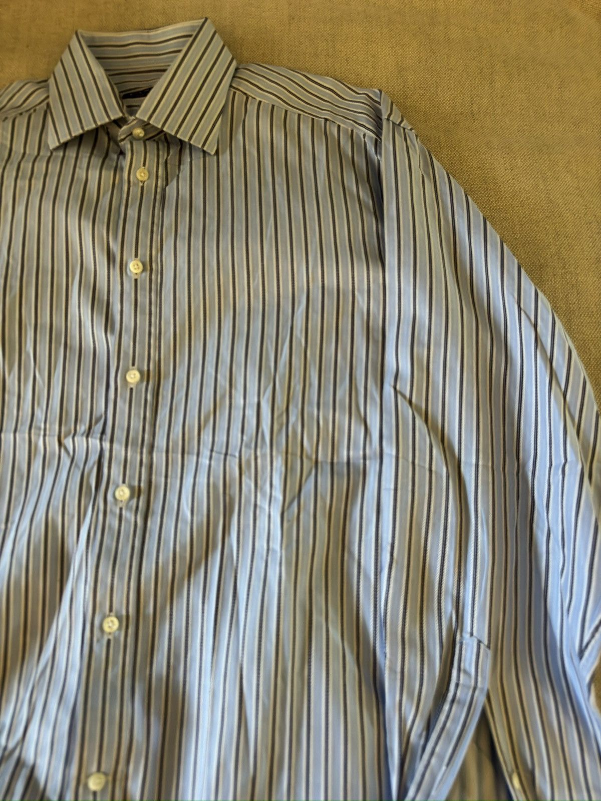 Canali CANALI Made in Italy Finely Striped French Cuff Shirt Size US XL / EU 56 / 4 - 6 Thumbnail