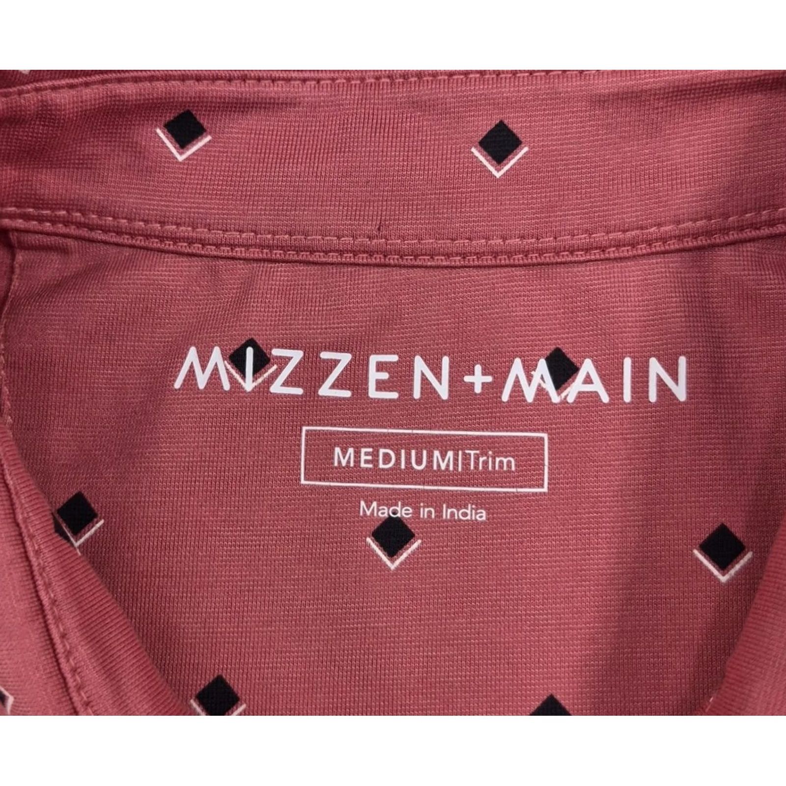 Mizzen+Main Mizzen+Main Golf Polo Shirt Mens Medium Pink Geometric Stretch Knit Tech Casual Polo Shirt Mens Size US M / EU 48-50 / 2 - 5 Thumbnail