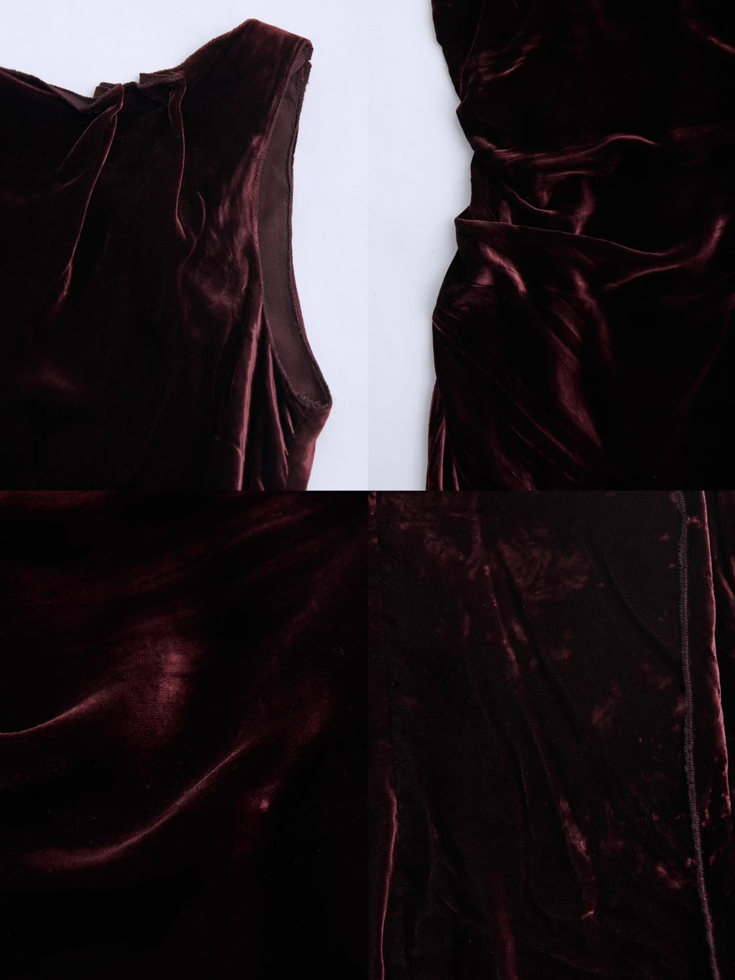 Prada PRADA Vintage Wine Red Velvet Asymmetric Pleated Dress Size M / US 6-8 / IT 42-44 - 8 Thumbnail
