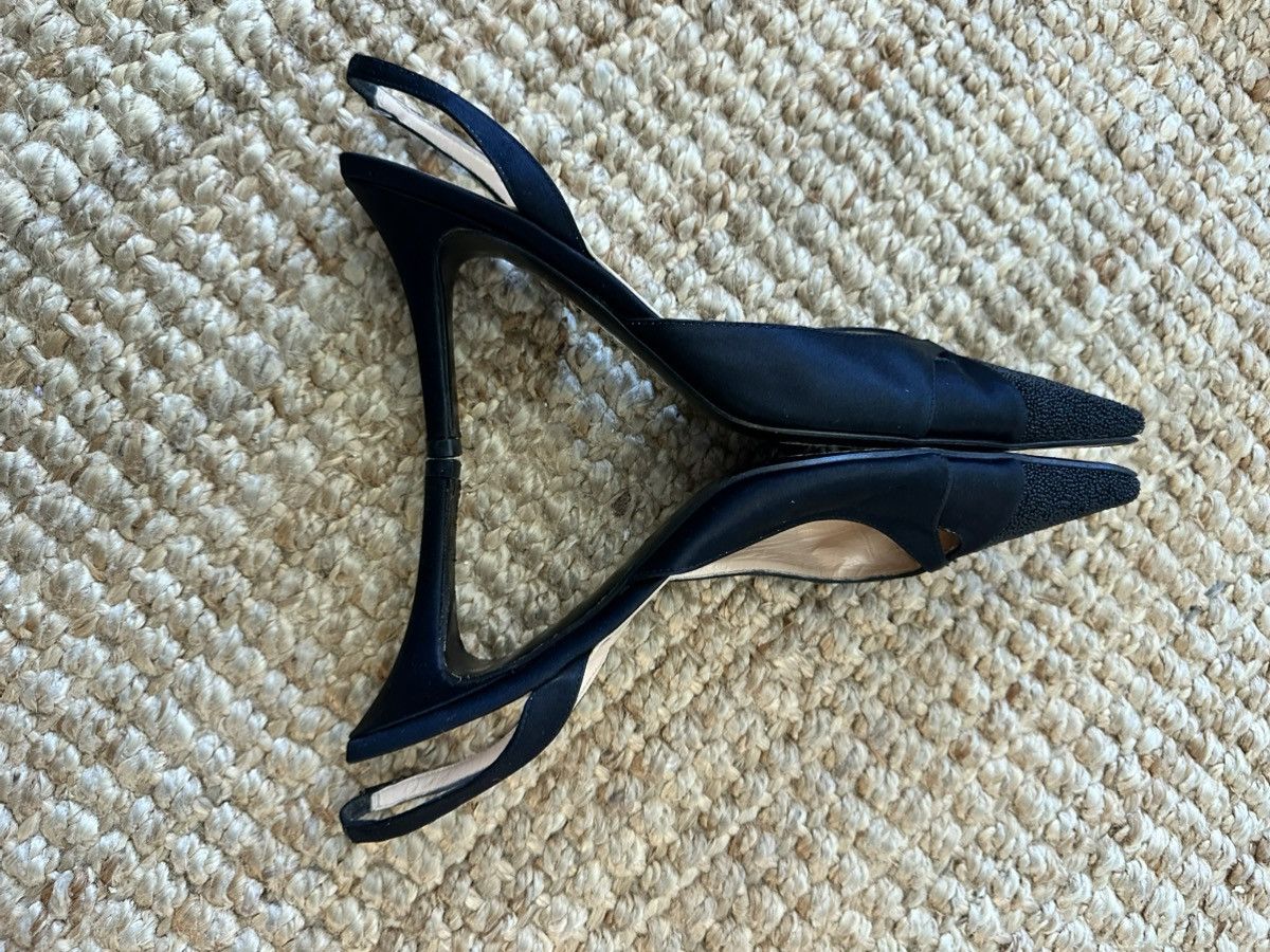 Isaac Mizrahi Isaac Isaac Black Satin and beaded Slingback Heels SZ 9 Size US 9 / IT 39 - 5 Thumbnail