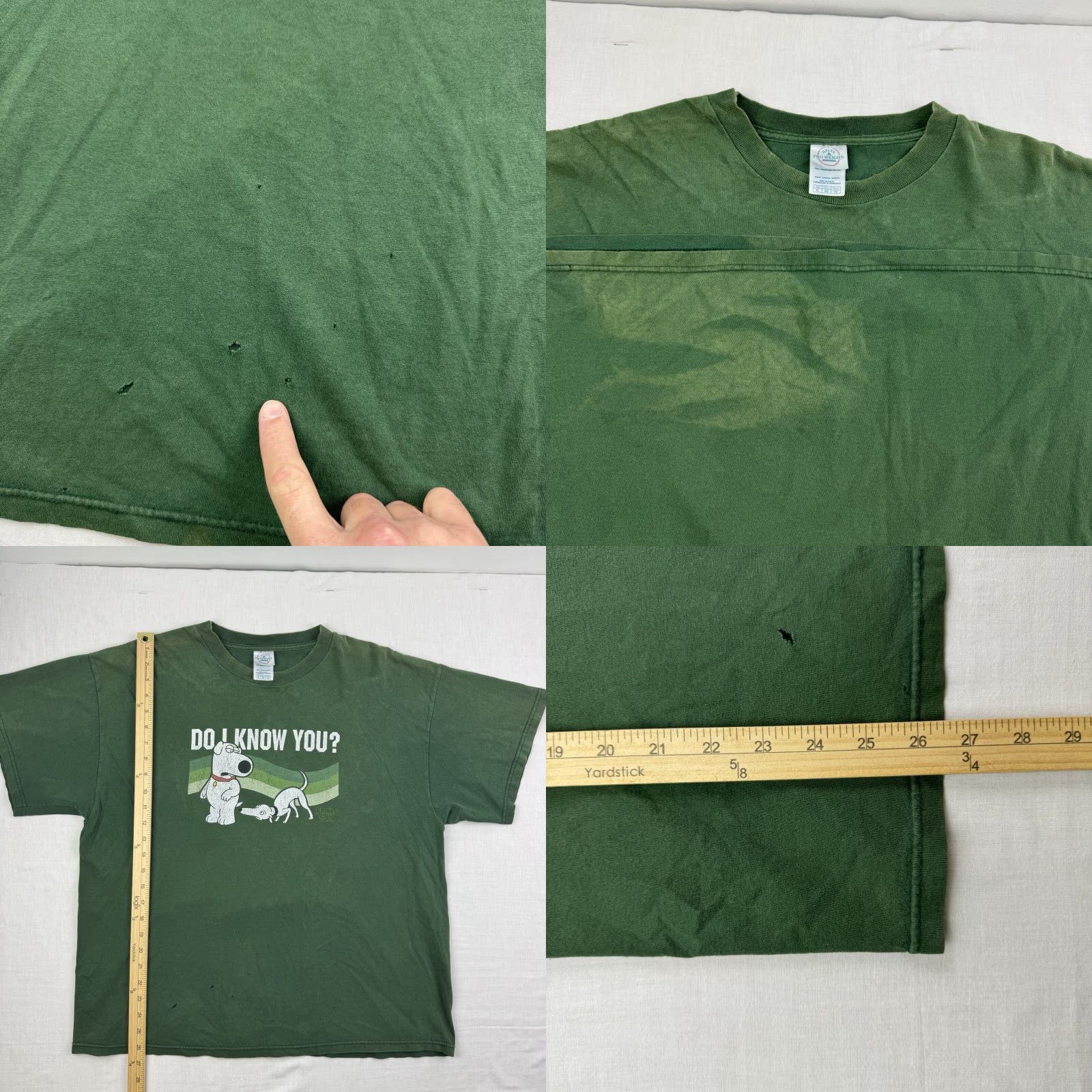 Delta VINTAGE Delta Family Guy T-Shirt Adult XL Green Faded Brian Funny Cartoon Y2K Thrashed Men Size US XL / EU 56 / 4 - 7 Thumbnail