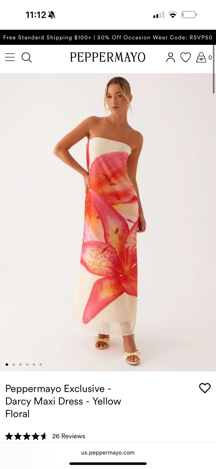 Peppermayo Darcy Maxi Dress - Yellow Floral